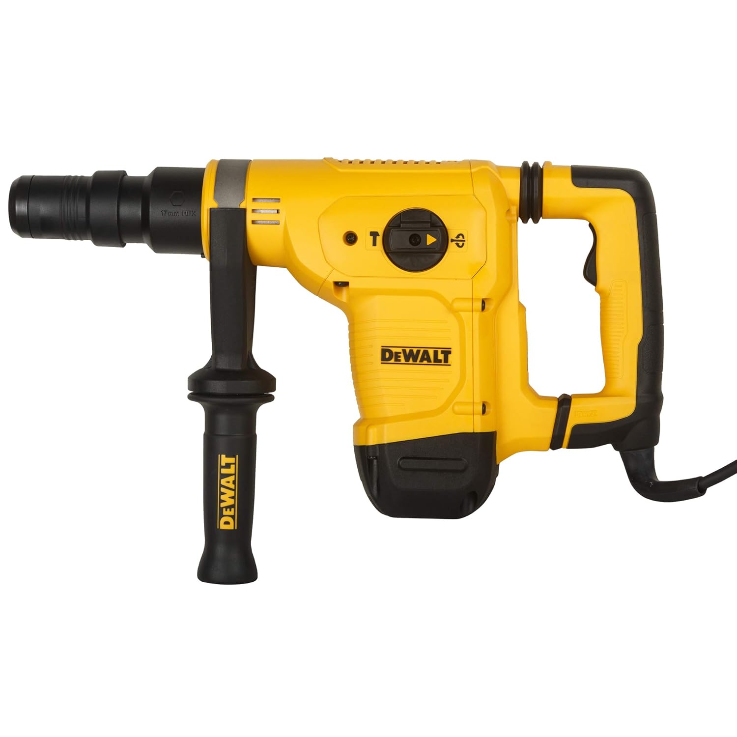 DEWALT D25811K-IN 1100Watt 5Kg 17mm Hex Chipping Hammer with Active Vibration Control-Perform and Protect Shield