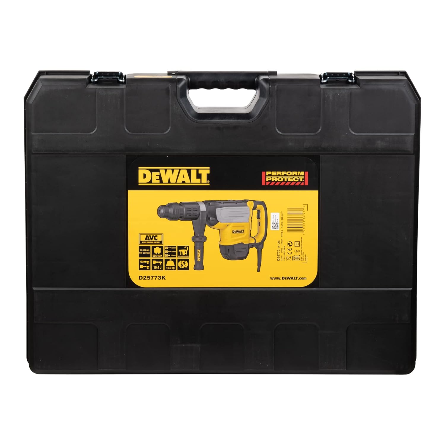 DEWALT D25773K-QS 1700Watt 52mm 10Kg SDS-Max 2-Mode Combi hammer with Anti Rotation System-Perform and Protect Shield