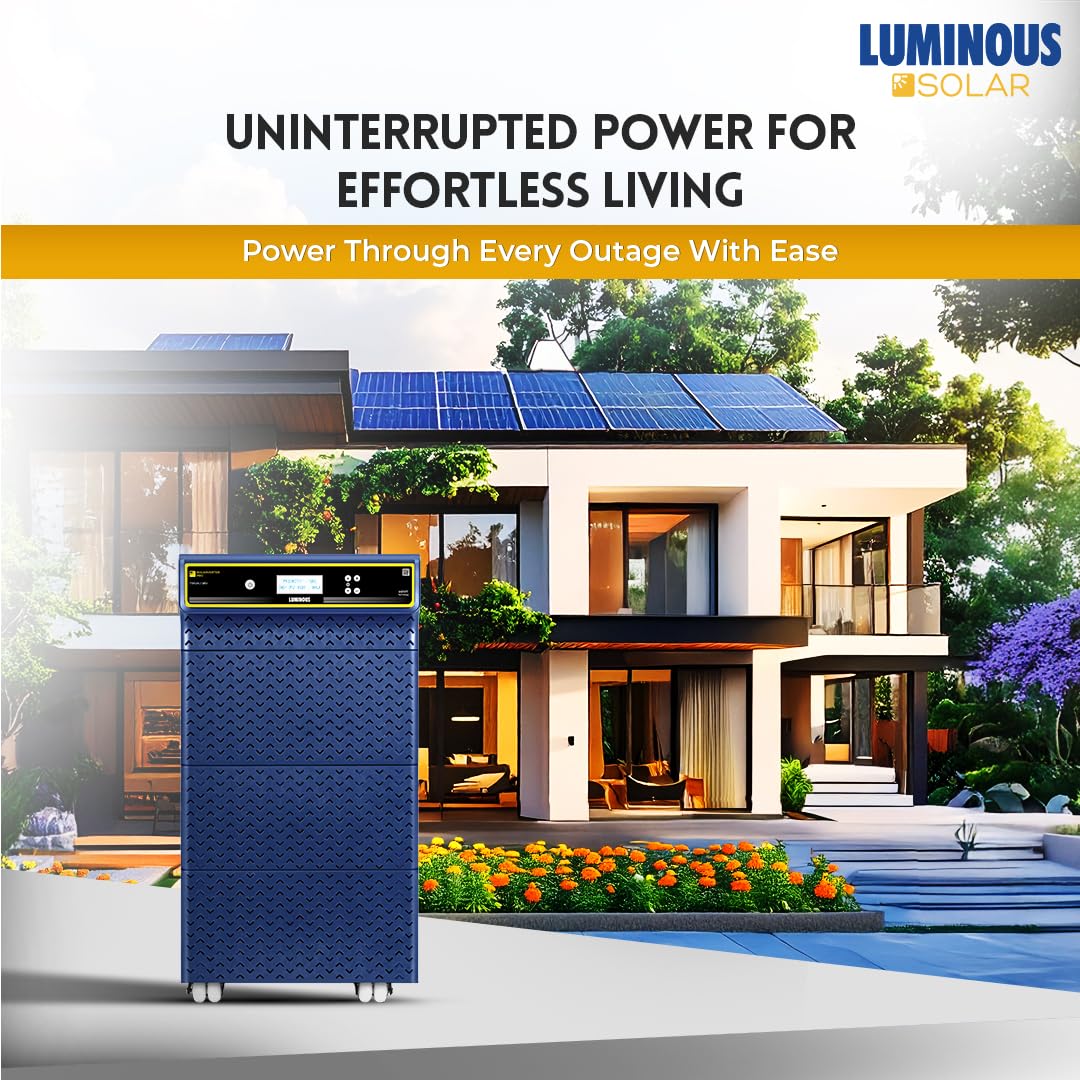 Luminous Single Phase Off-Grid Pure Sine Wave Solar Inverter, Smart Solar Optimization, Remote Monitoring, Supports up to 3000Wp Panels, LCD Display