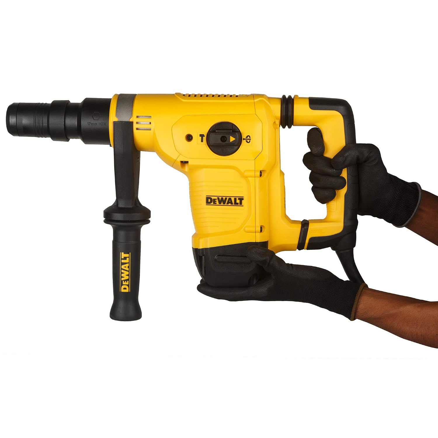 DEWALT D25811K-IN 1100Watt 5Kg 17mm Hex Chipping Hammer with Active Vibration Control-Perform and Protect Shield