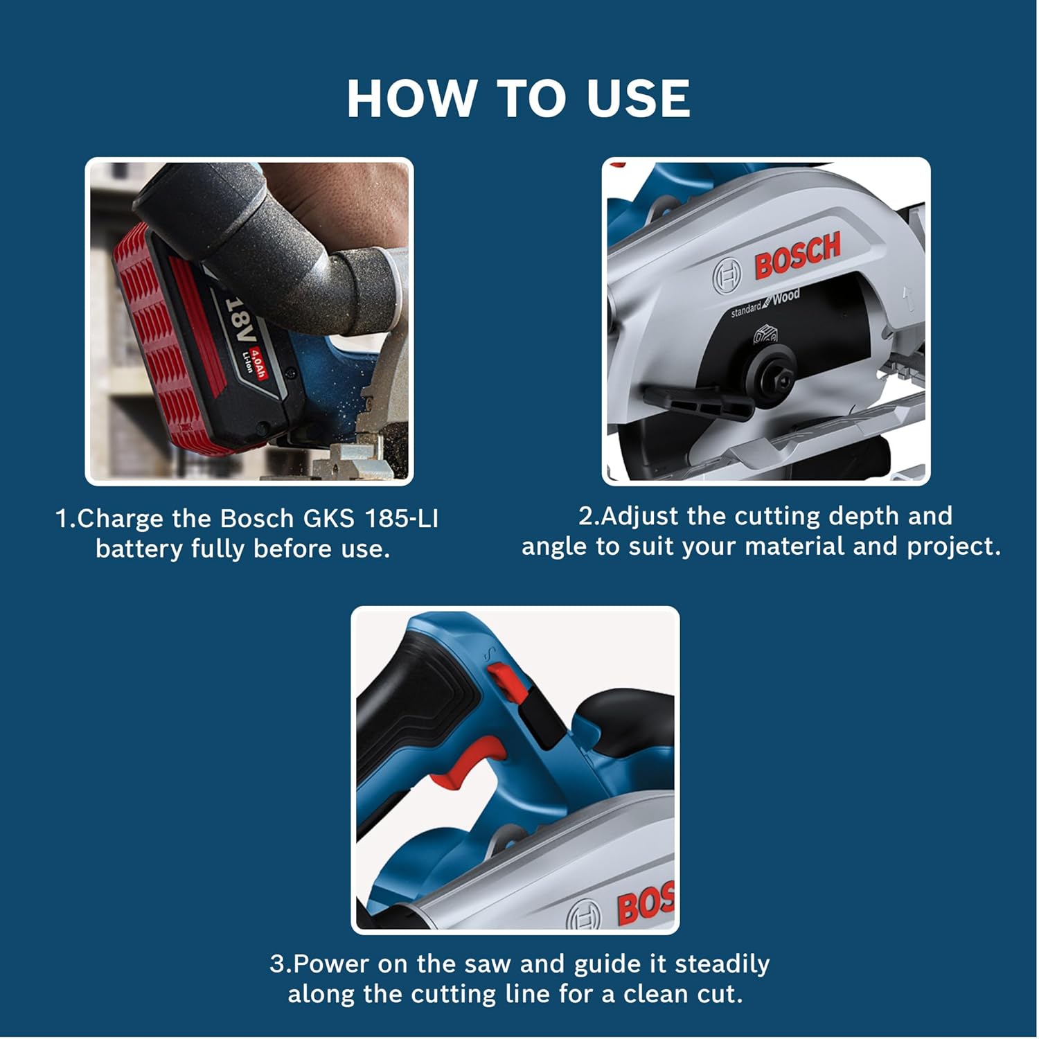 Bosch GKS 185-LI Professional Cordless Circular Saw, 18V Brushless Motor, 165mm Blade, Dust Extraction Port, Battery Platform Compatible, Lightweight