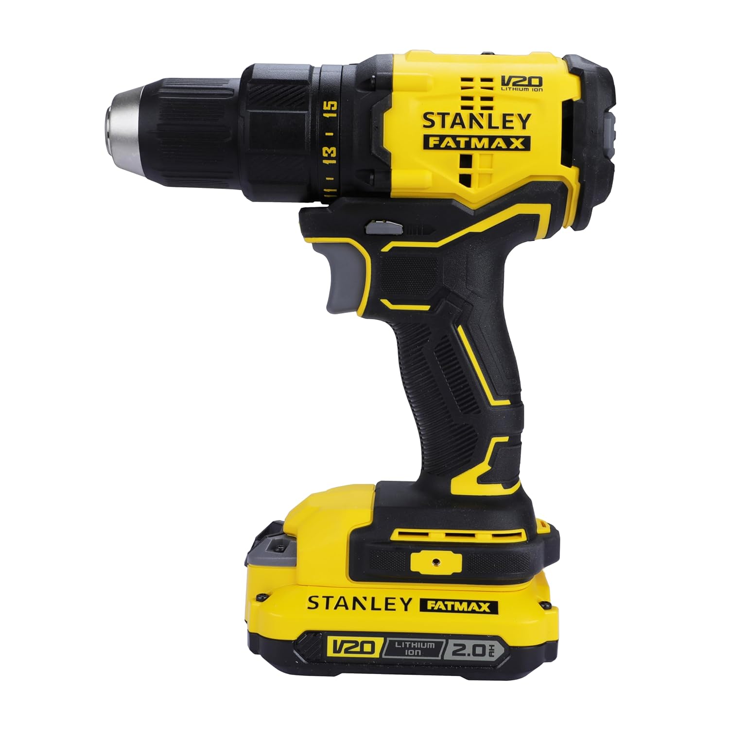STANLEY FATMAX SBD710D2K 20V 13 mm 1900 RPM Cordless Brushless Drill Machine Driver, 60 Nm Torque, 2.0Ah Li-ion Batteries with Charger, Kit Box, 2 Speed Gearbox, 2 Year Warranty