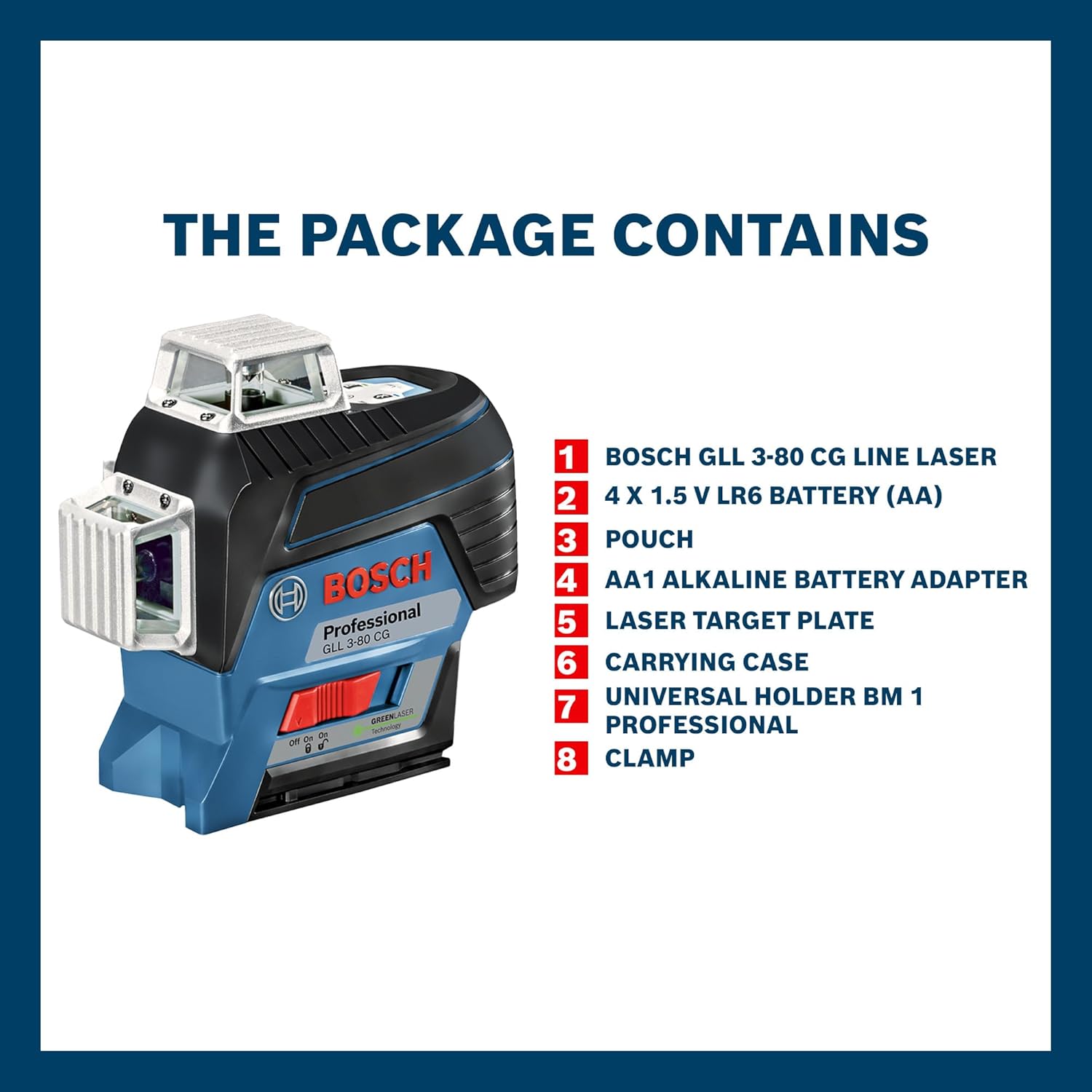 Bosch Professional GLL 3-80 CG Line Laser with Bluetooth – 30m Range – 120m Range with receiver