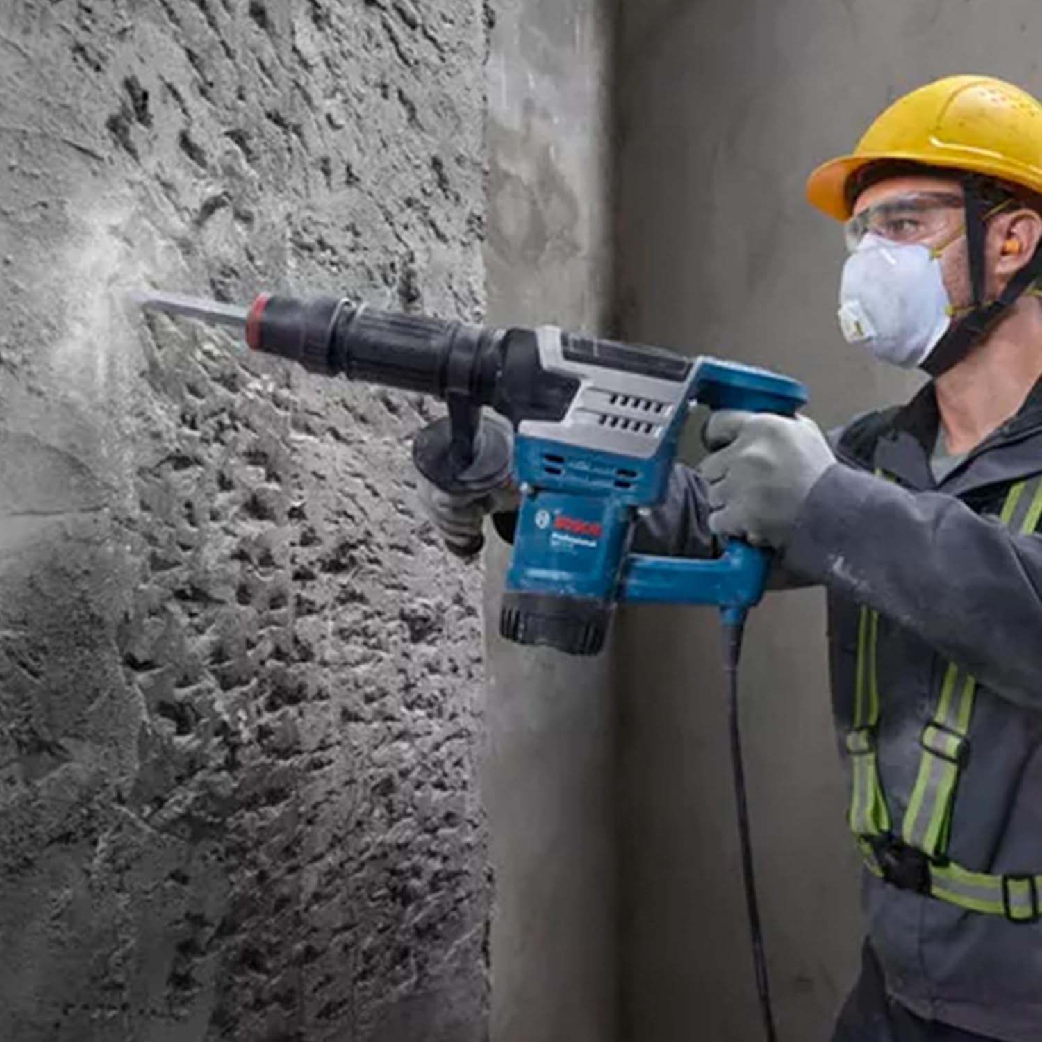 BOSCH GSH 5 HX Professional Demolition Hammer 2,900 BPM, 1,100 W 7.8 J Impact Energy Low Vibration & Durable Build Ergonomic Soft-Grip Handle Heavy-Duty Chiseling