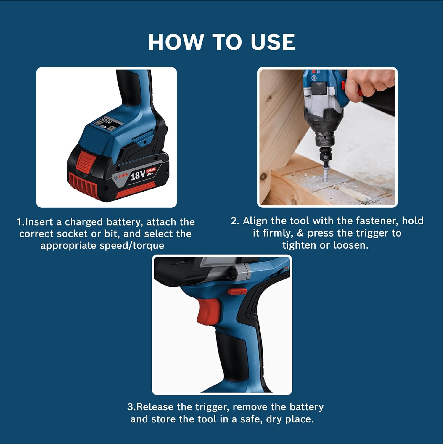 Bosch GDS 18V-1050 H Heavy Duty Cordless Impact Wrench Solo, BITURBO Brushless Motor, 1,050 Nm, M 24, 2.9 kg, Speed Selection, GDS 18V 1050 H Impact Wrench with Cardboard Box
