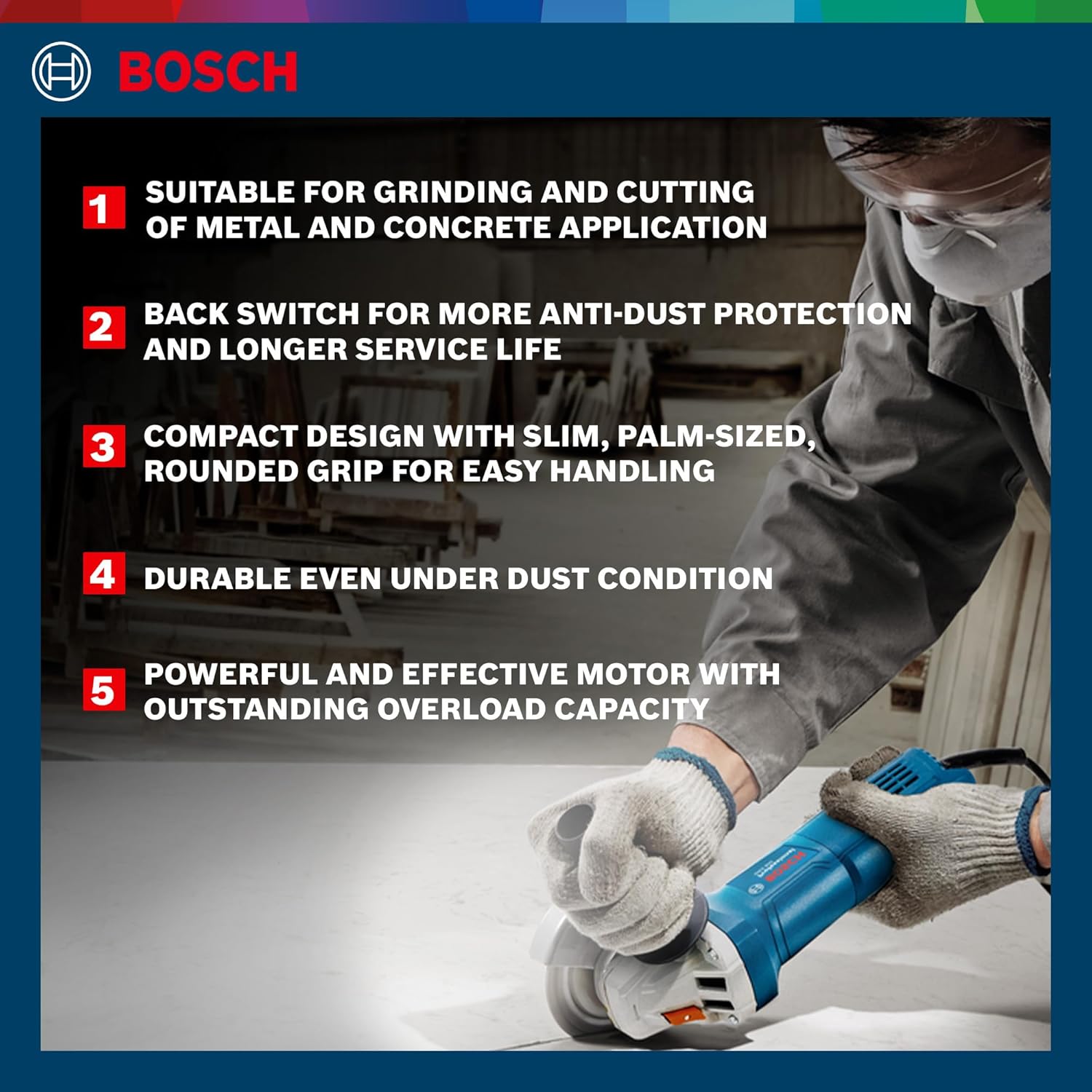 BOSCH Professional GWS 800 Angle Grinder 800W Power No-load Speed of 11000 RPM Versatile Cutting and Grinding Tool M10 Grinding Spindle Thread 100 mm Disc