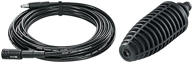 Bosch F016800361 6m Extension Hose (Black) & Bosch F016800580 Rotary Nozzle for AQT High-Pressure Washers (Black)