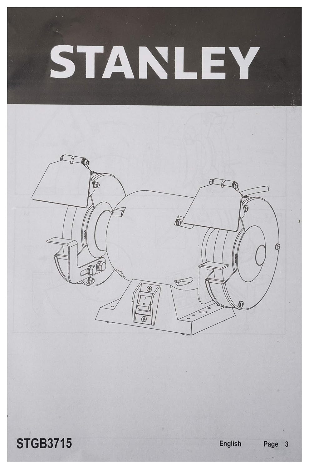 STANLEY STGB3715 373W 152mm Bench Grinder (Yellow) with 2 Eye Shields