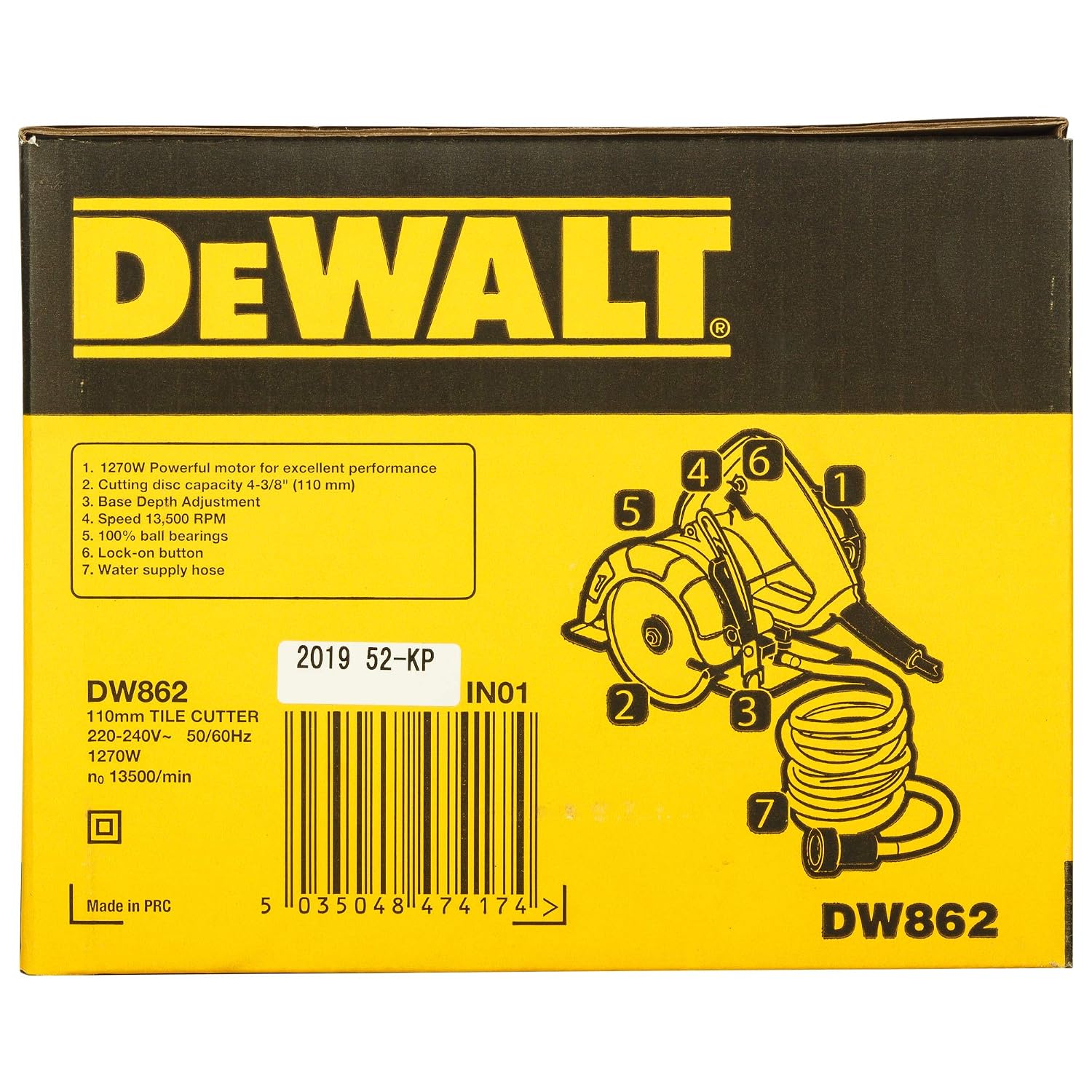 DEWALT DW862-IN 1270 Watt 4-Inch Heavy Duty Wet Marble CutterTile Cutter with Wrench and Socket