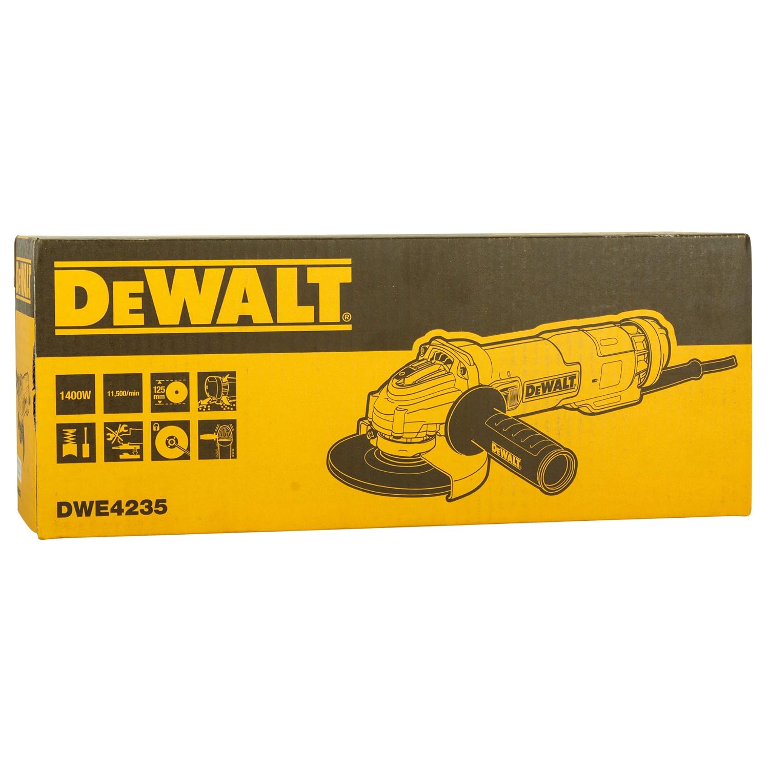 DEWALT DWE4235 1400W, 125mm Medium Angle Grinder with DES Technology and Innovative Anti Vibration System