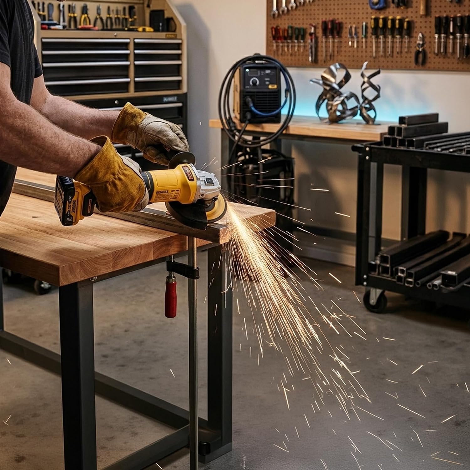 DEWALT DCG407P2T-B1 18V(20V MAX) 100mm (4″) Cordless Brushless Slide Angle Grinder Kit with (2) 5.0 Ah Li-ion Batteries & 1 Charger, 9000 RPM No Load Speed, SIDE HANDLE INCLUDED