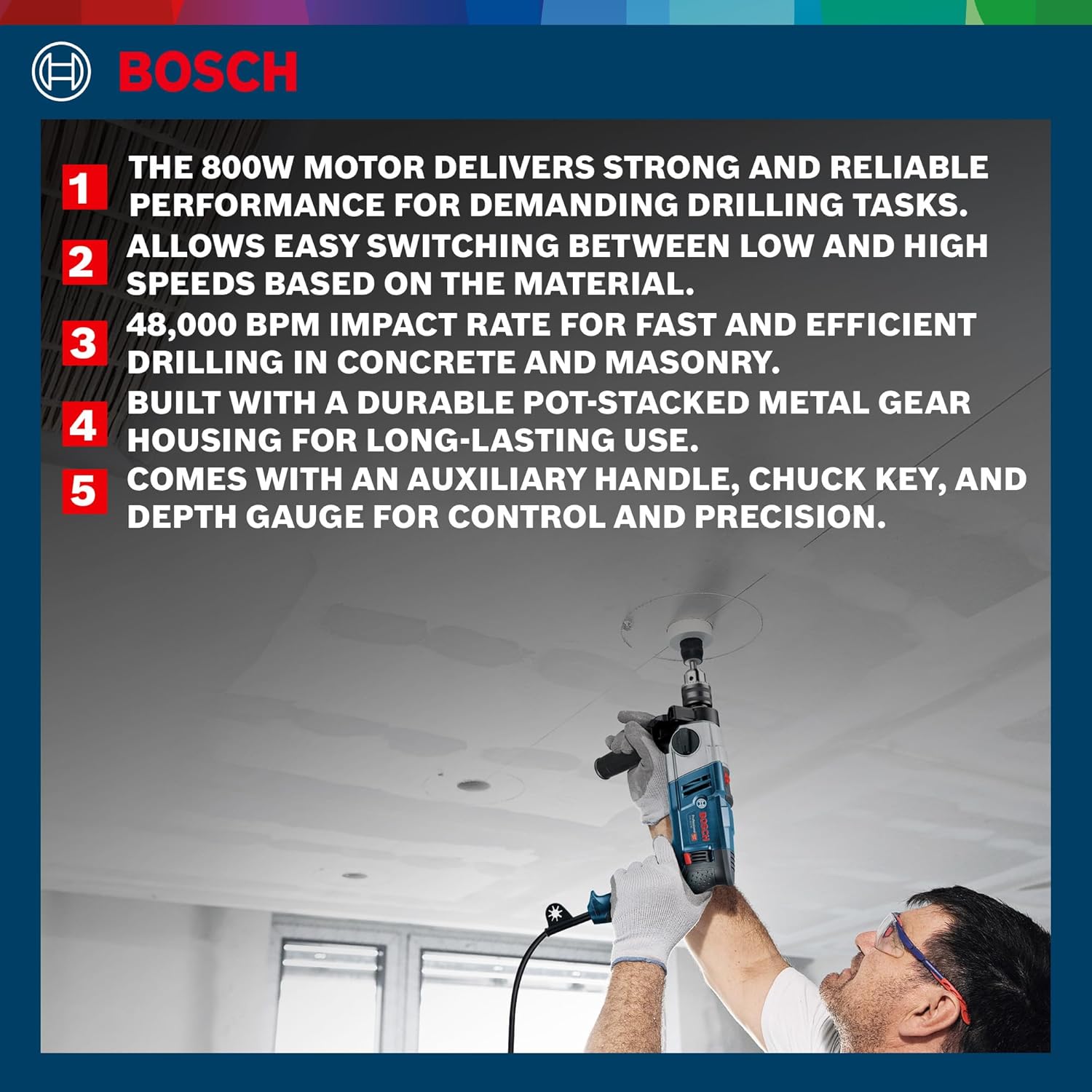Bosch GSB 20-2 RE Heavy Duty Corded Electric Drill, 800W