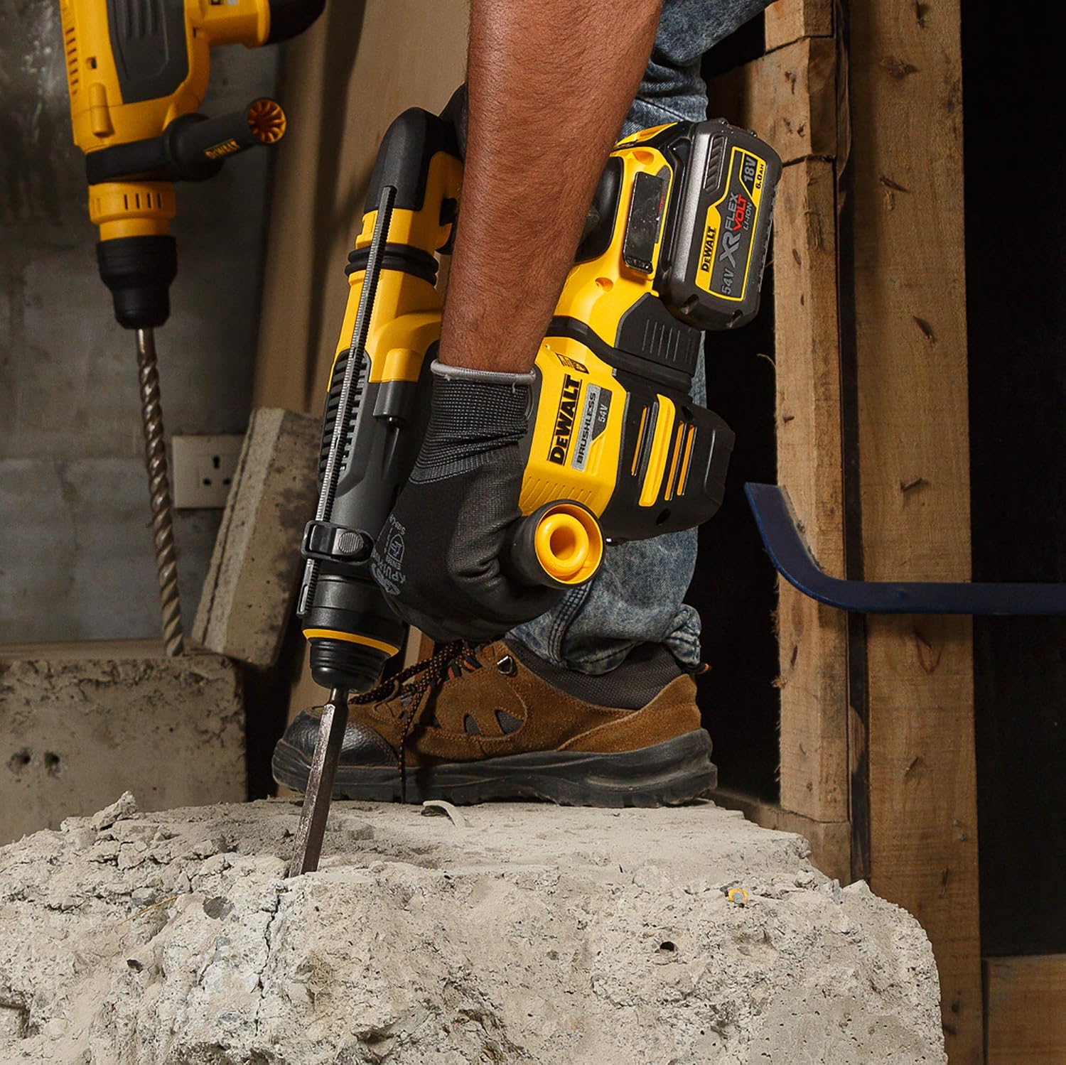 DEWALT DCH333NT-XJ 54V XR FLEX VOLT Li-ion 30mm SDS-Plus 3 Mode 4Kg Battery Powered Cordless Hammer with Brushless motor (Bare)-Perform and Protect Shield