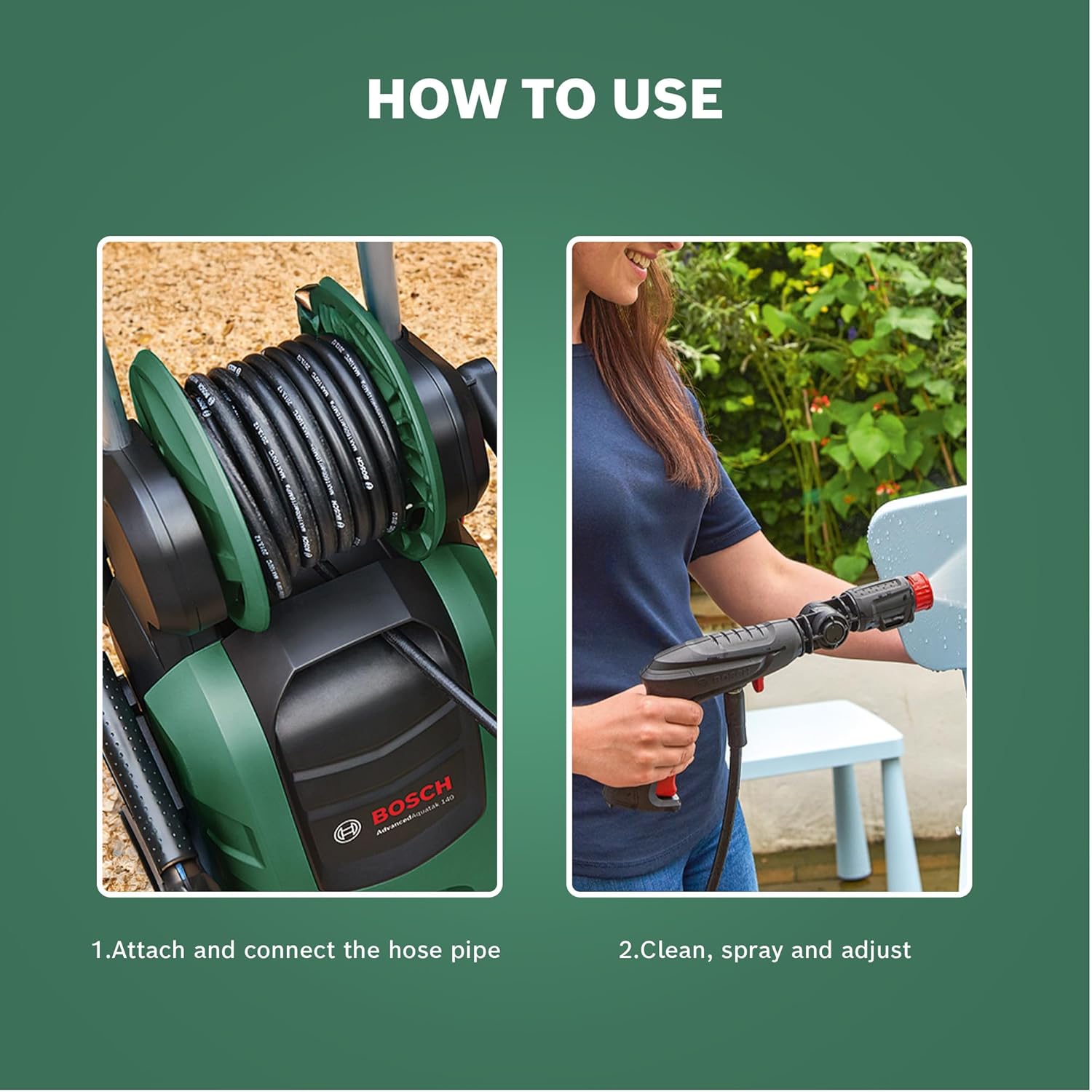 BOSCH High- Pressure Extension Hose Pipe 6m, Max Pressure 160 Bar, 1 x 6m & 9.5 mm diameter, Accessory for Aquatak pressure washers, Push-fit Connections, Easy Attachment | 0.47kg