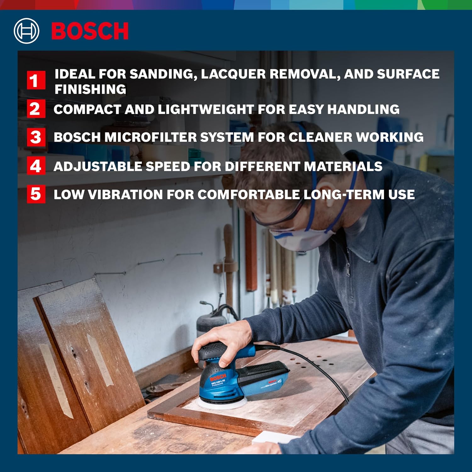 Bosch GEX 125-1 AE Heavy Duty Electric Random Orbit Sander, 250W