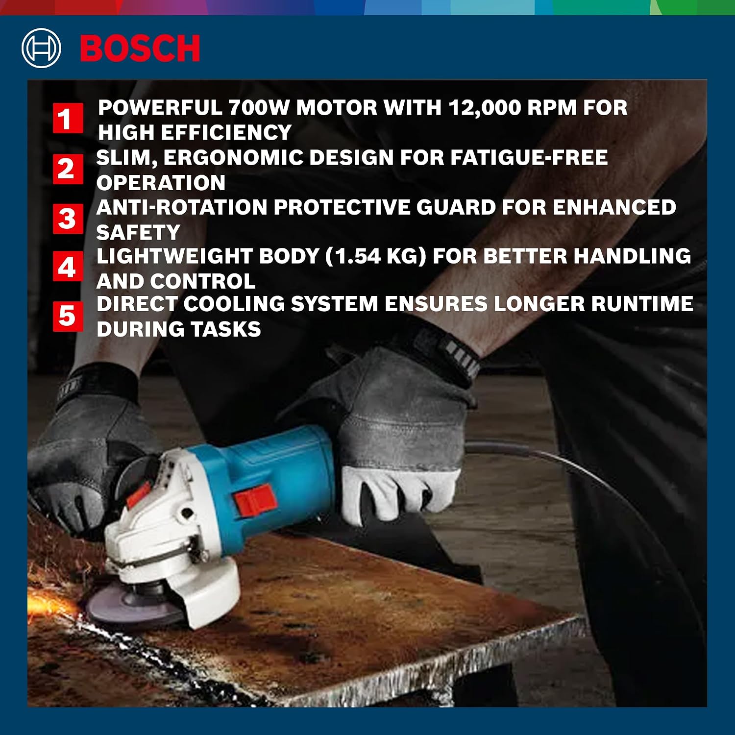 BOSCH GWS 700-100 Professional Angle Grinder 750W 100mm Wheel Corded Electric High-Performance Motor Lightweight & Ergonomic Design
