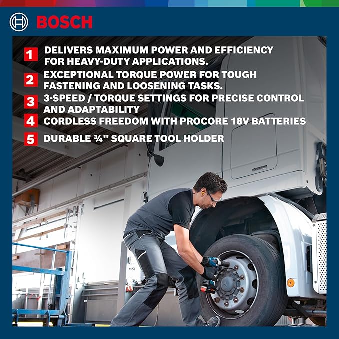 Bosch GDS 18V-1050 H Heavy Duty Cordless Impact Wrench Solo, BITURBO Brushless Motor, 1,050 Nm, M 24, 2.9 kg, Speed Selection, GDS 18V 1050 H Impact Wrench with Cardboard Box