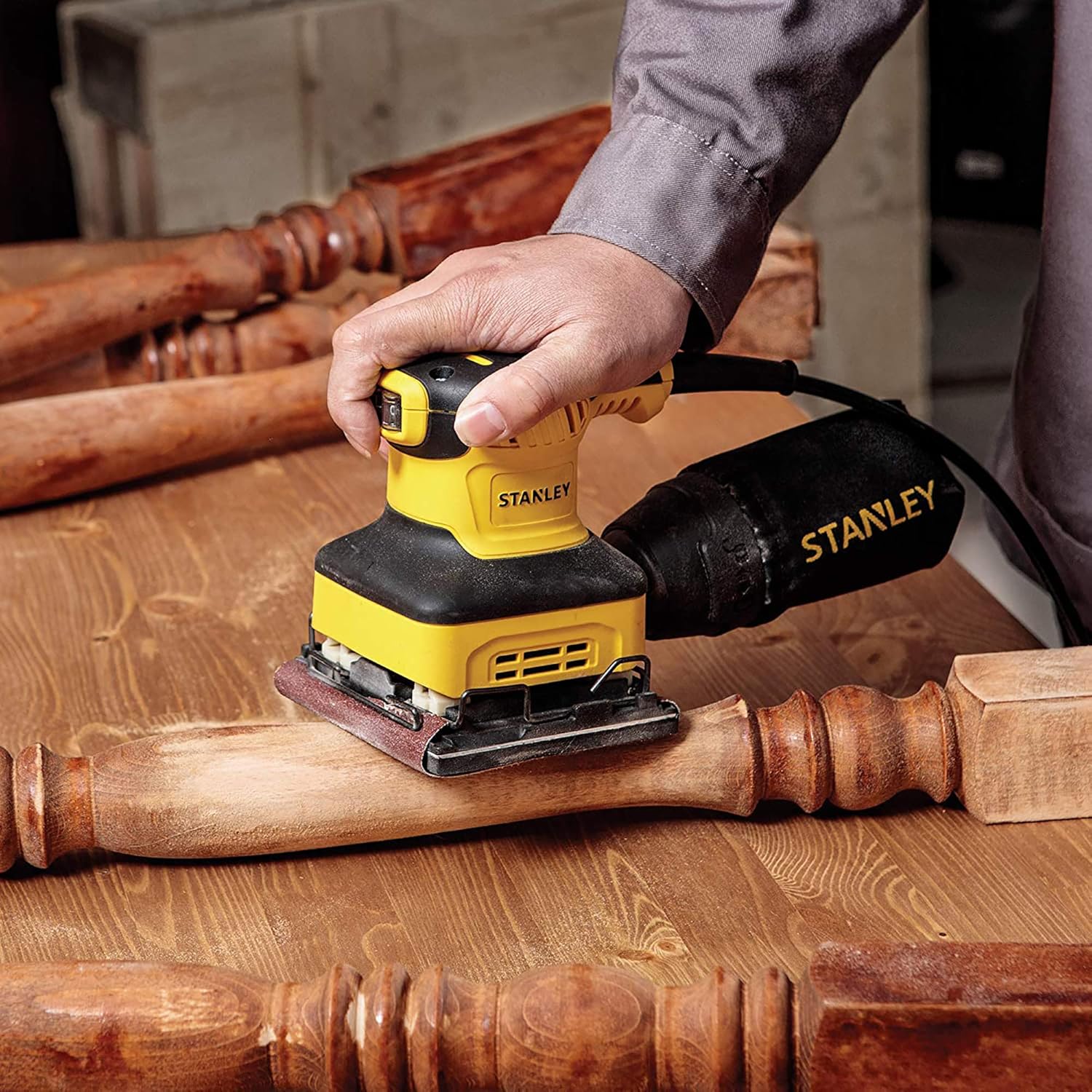 Stanley SS24-IN 240W, 14 Corded Electric Sheet Sander (Yellow and Black)