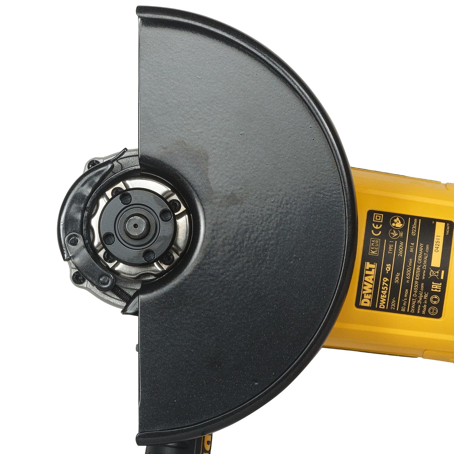 DEWALT DWE4579-QS 2600W 230mm Large Angle Grinder with DES Techology and Innovative Anti Vibration System- Perform and Protect Shield