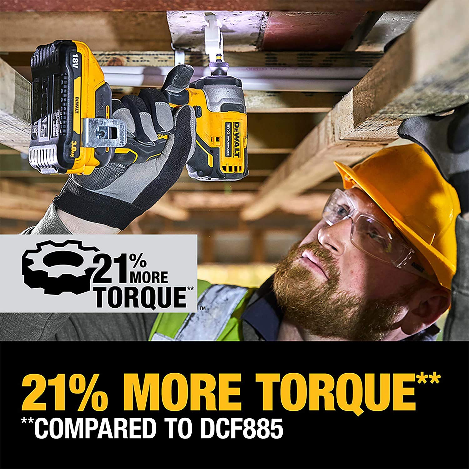 DEWALT DCF809L2T-QW – 18V Li-ion Sub-Compact Series Cordless 14 Impact Driver with Brushless Motor-2x3Ah Batteries Included