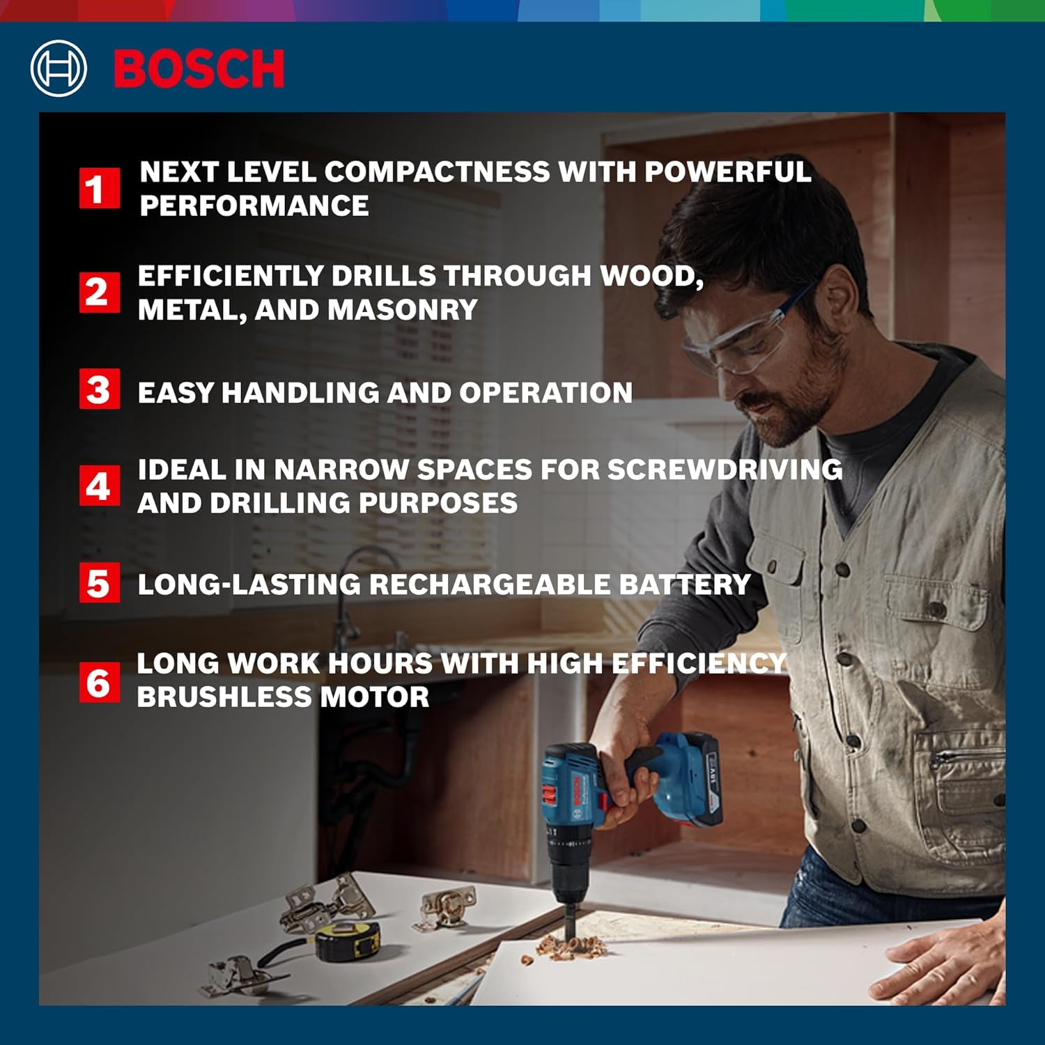 BOSCH GSB 185-Li Professional Kit | Brushless Motor | Speed (1st/2nd)- 0-500/0-1900 RPM | Chuck Size 13 mm | Manufacturing & Construction Use | 2 Batteries & 1 charger Included| 1 Yr Warranty
