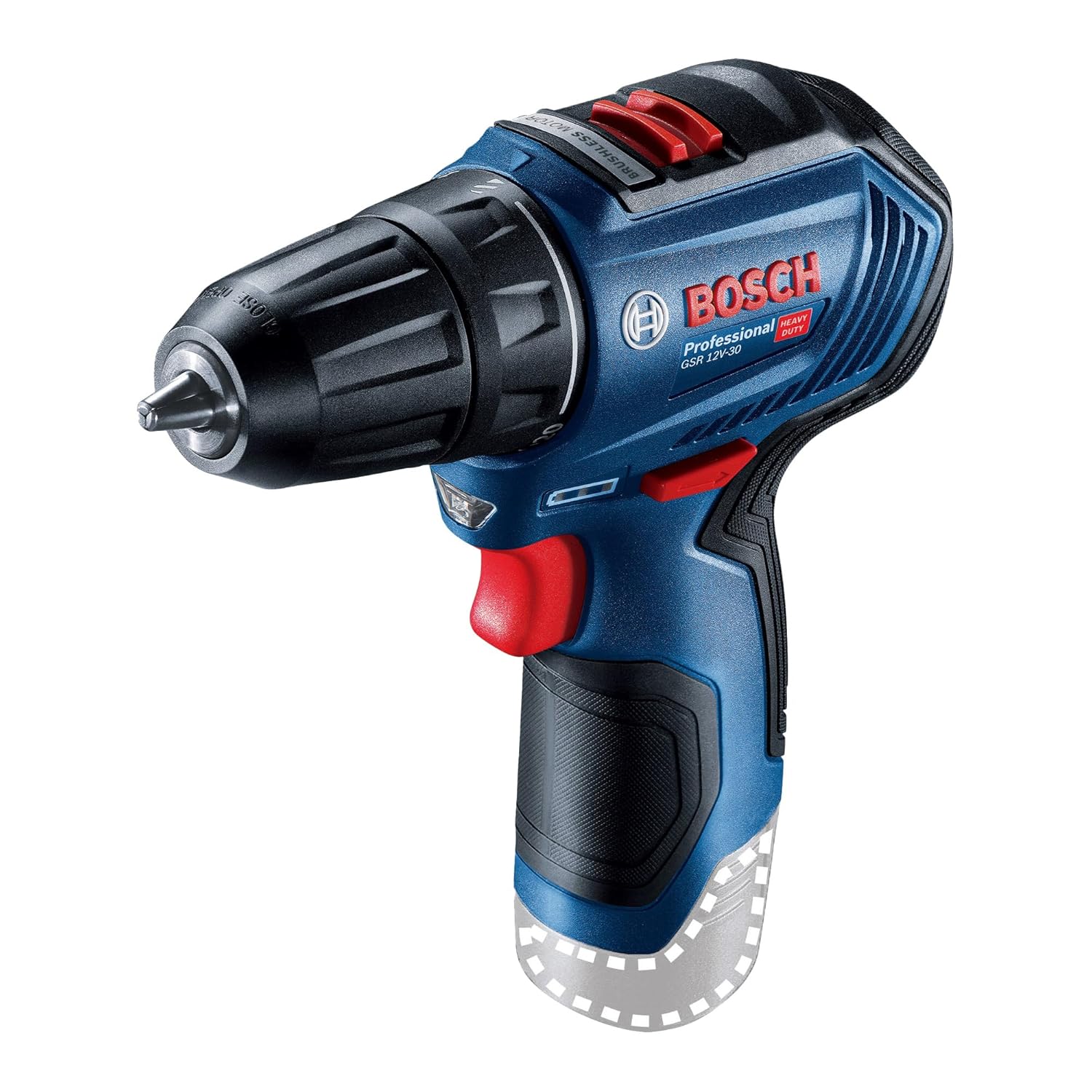 Bosch GSR 12V-30 Heavy Duty Cordless Drill Driver, Brushless Motor,12V, Variable Speed, 10mm Chuck, 0.72 Kg (12V Batteries and Chargers sold separately)