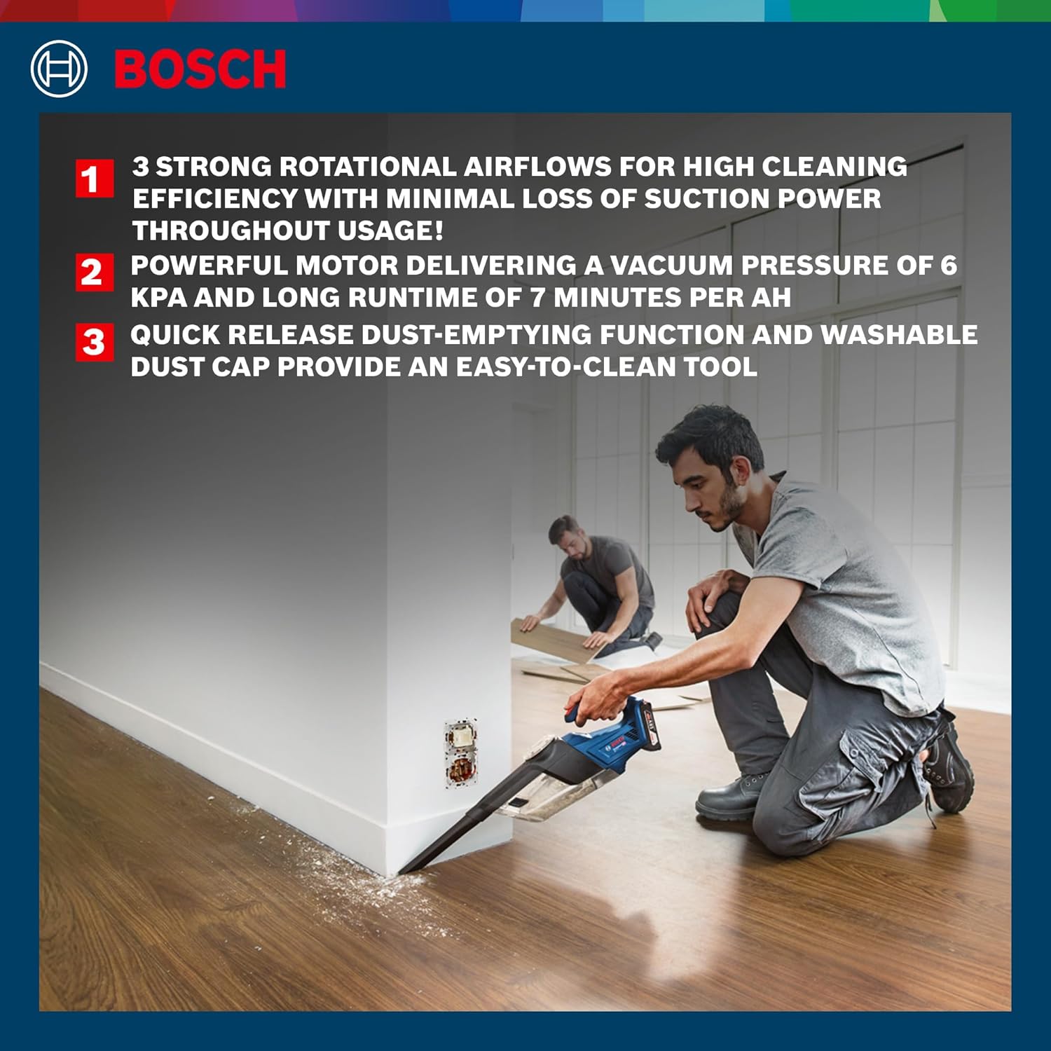 Bosch GAS 18V-1 Heavy Duty Cordless Vacuum Cleaner, 0.7 Litres, 60 mbar, 1.3 kg + Suction & Extension Tubes, Floor & 2 Nozzles, 1 Year Warranty (Solo Tool – 18V Batteries & Charger sold seperately)
