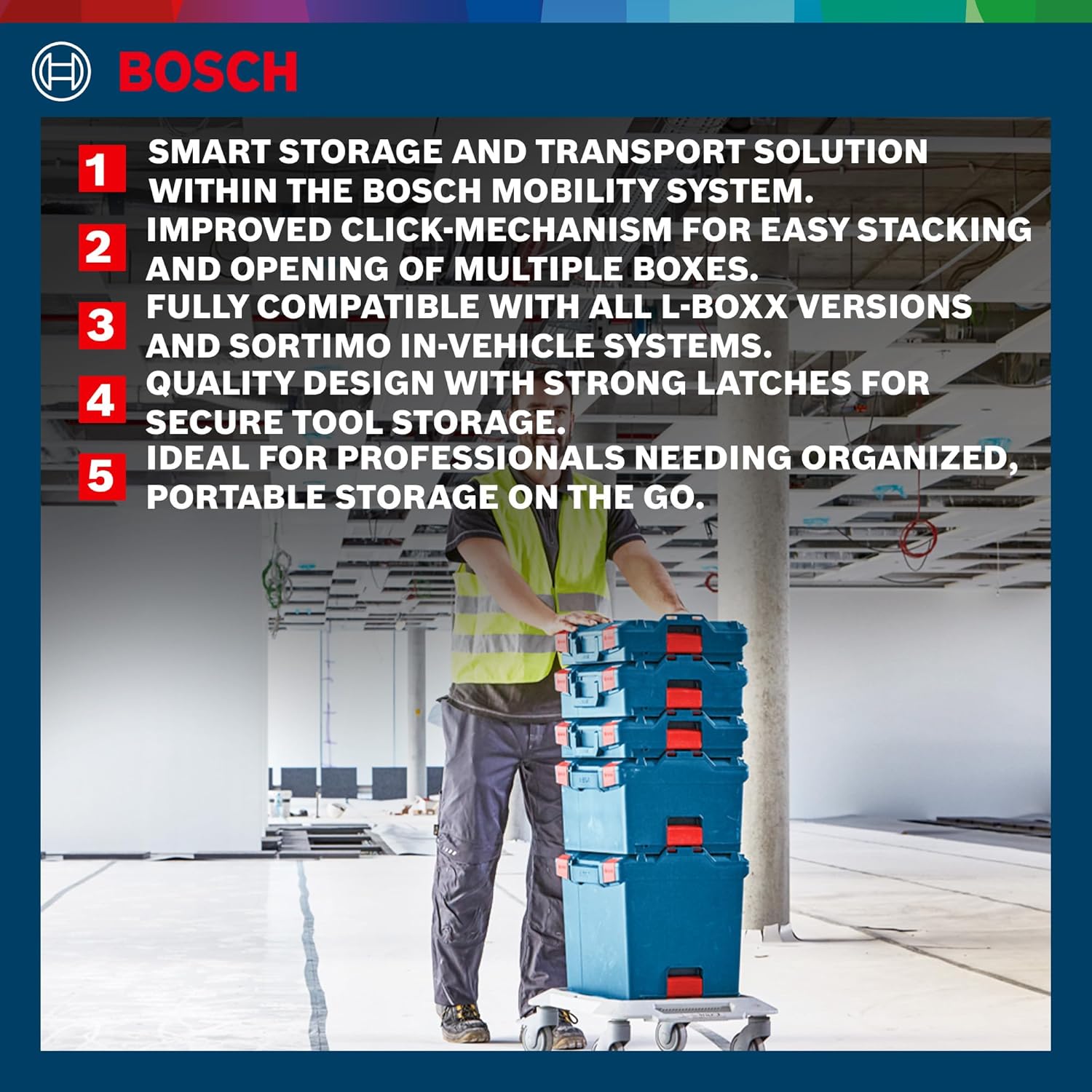 BOSCH L-BOXX 102 Professional Carrying Case System with Improved Click-Mechanism, Full Compatibility, Robust Design & Easy Handling, Dimensions: 357 x 442 x 117 mm, 6 Months Warranty