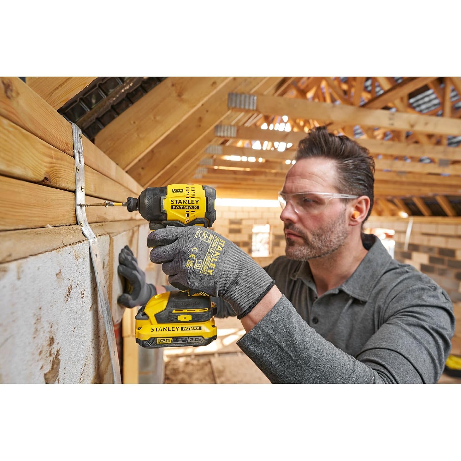 STANLEY FATMAX SBI811-B1 20V MAX CORDLESS Brushless 14 Inch Hex Impact Driver 2900 RPM Variable Speed 180 Nm High Torque Heavy Duty Power Fastener – BARE TOOL