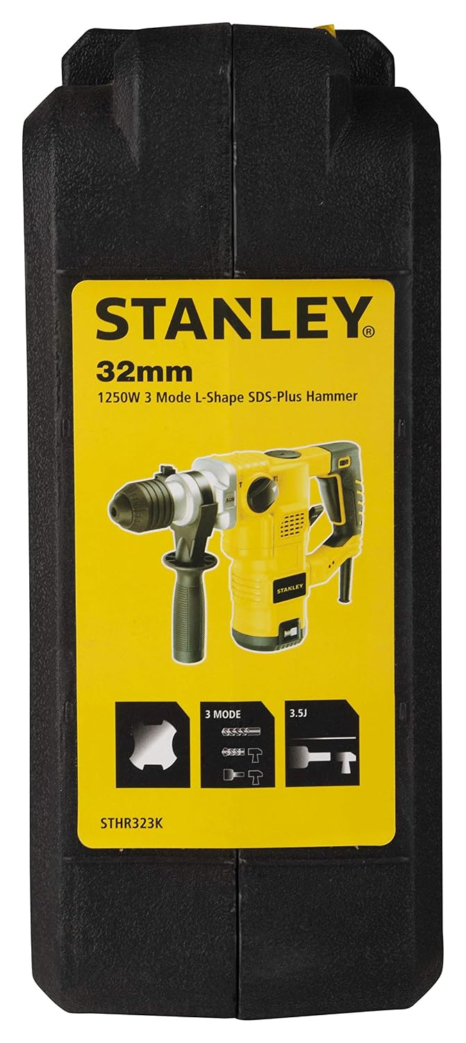 STANLEY STHR323K-IN 1250W 32mm 3 Mode L-Shape SDS-PlusHammer with Kitbox, 5.4Kg