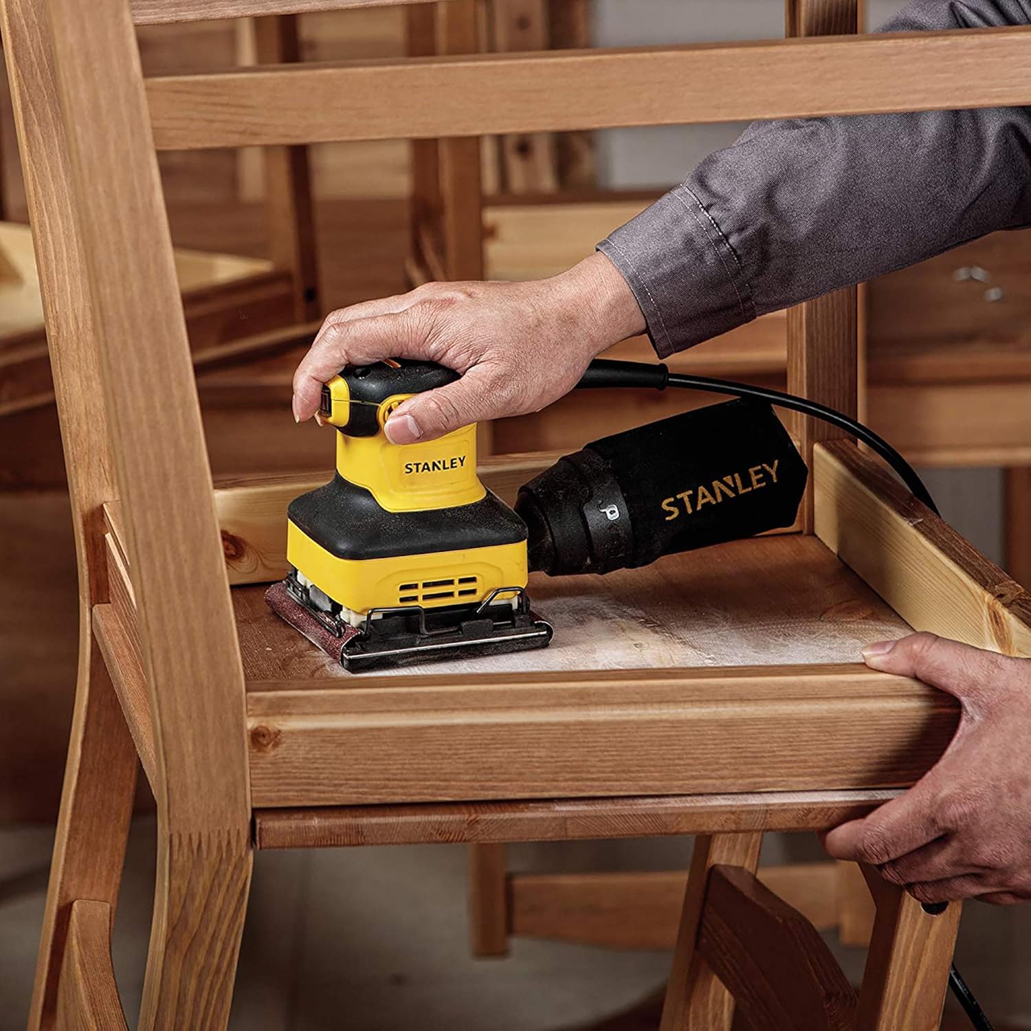 Stanley SS24-IN 240W, 14 Corded Electric Sheet Sander (Yellow and Black)