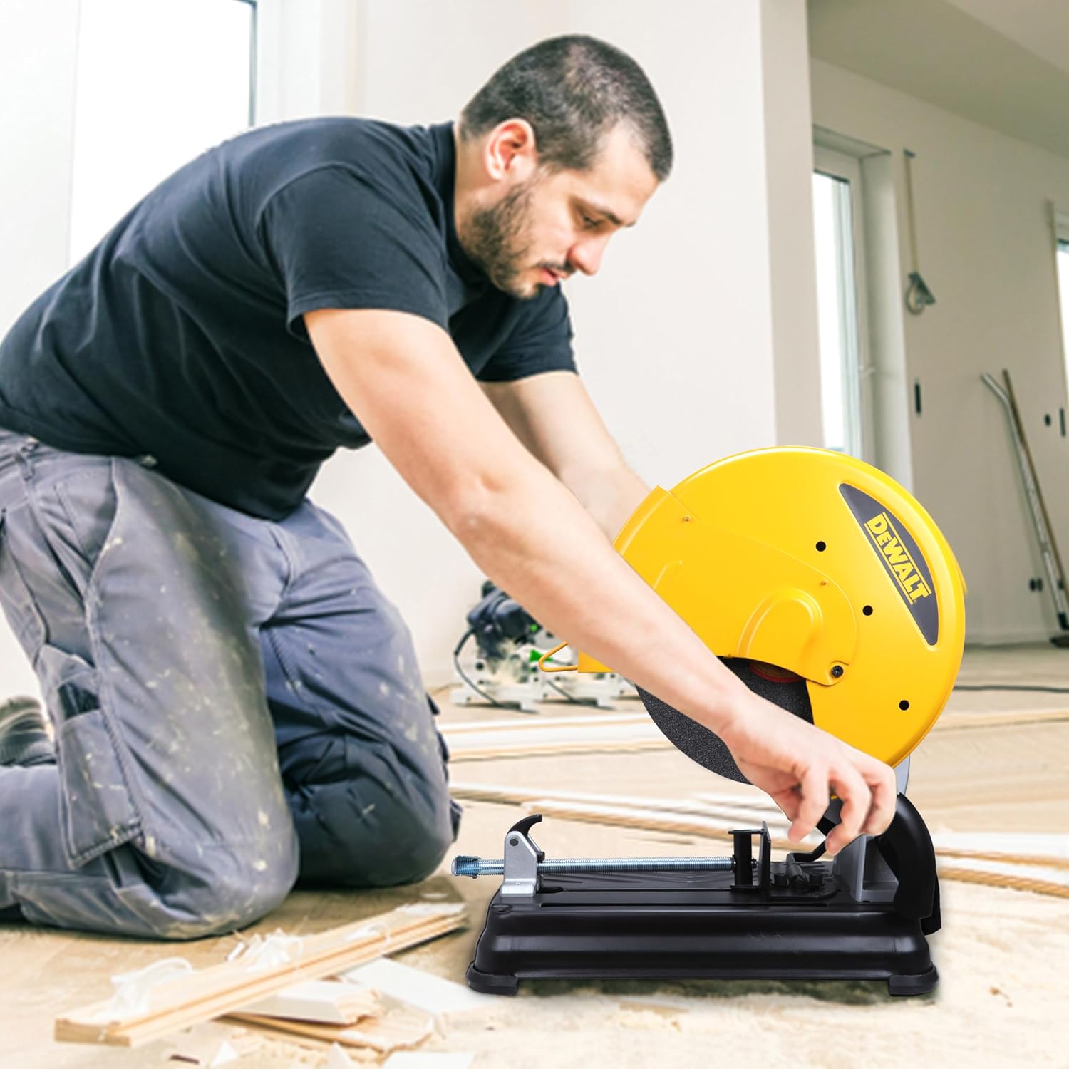 Dewalt DW871-IN 2200 Watt 355mm Corded Electric Heavy Duty Chop Saw with Wheel Included