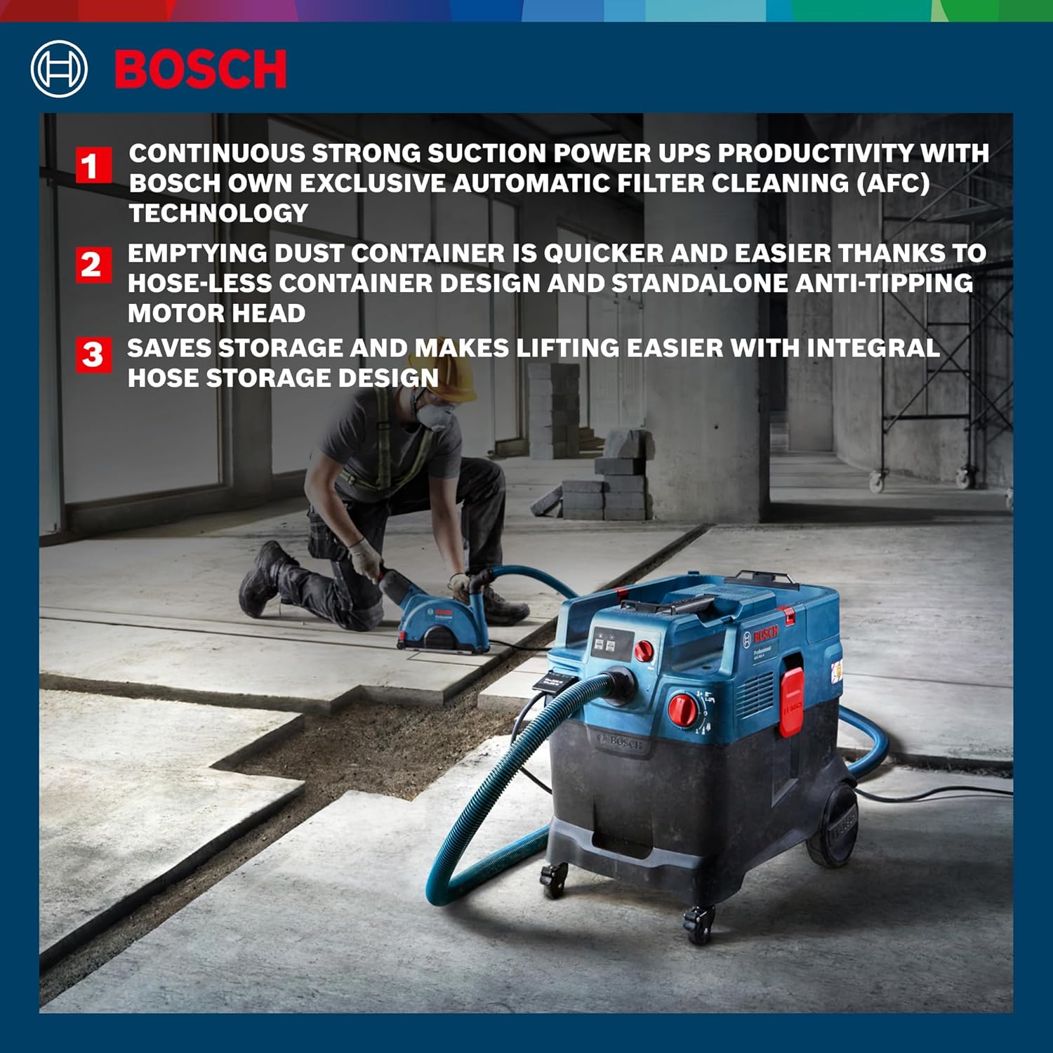 BOSCH Gas 400 A Professional All-Purpose Extractor with Powerful Suction