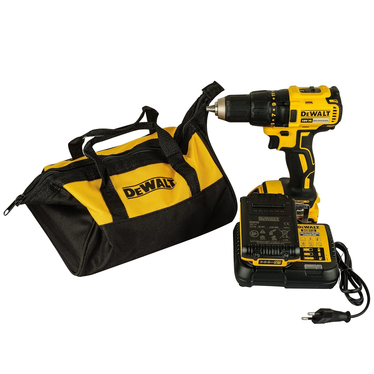 DEWALT DCD7771D2-IN 18V 13mm Cordless Compact Brushless Drill Machine Driver with 2×2.0Ah Li-ion batteries
