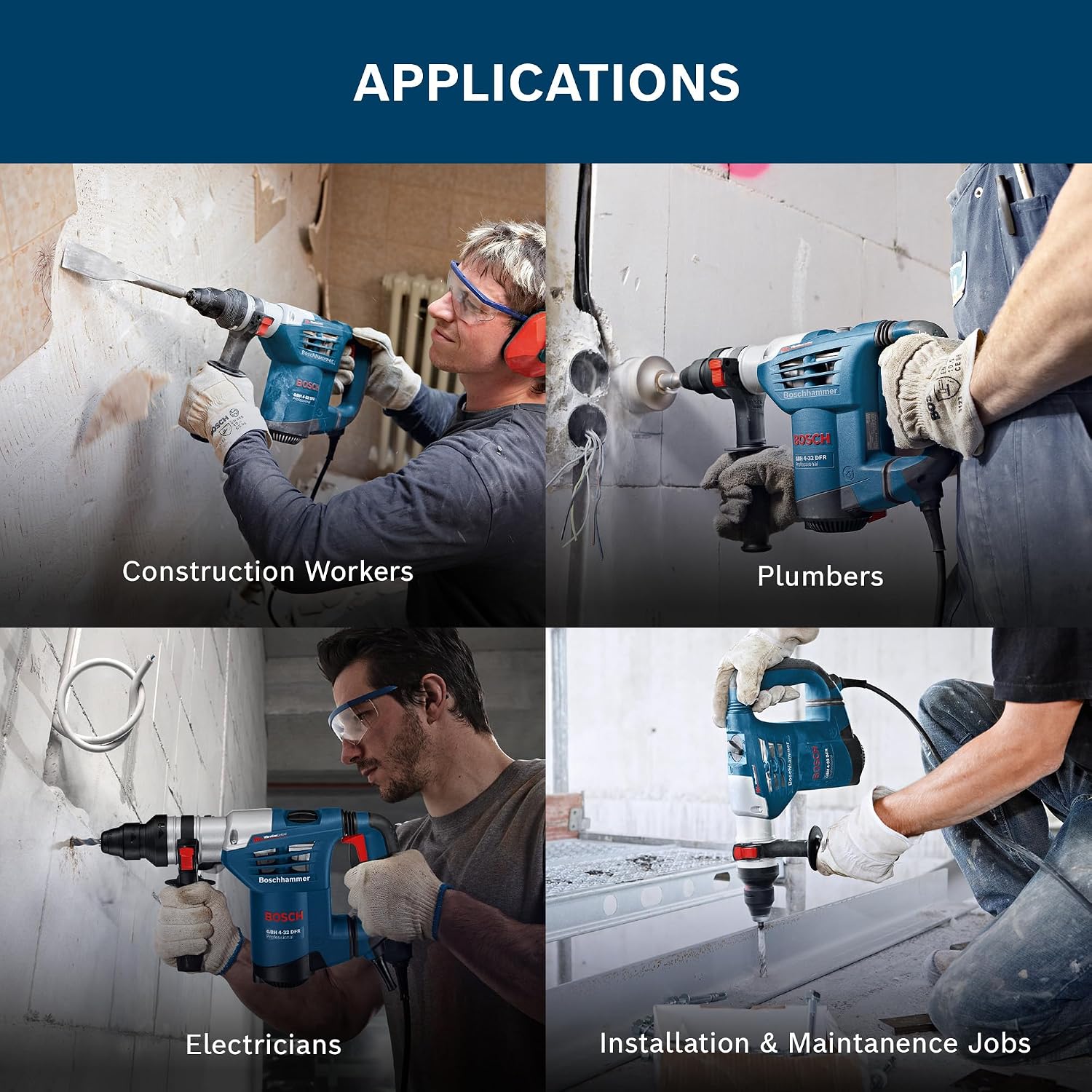 BOSCH GBH 4-32 DFR Professional Rotary Hammer – SDS Plus | 900 W | SDS Plus Tool Holder