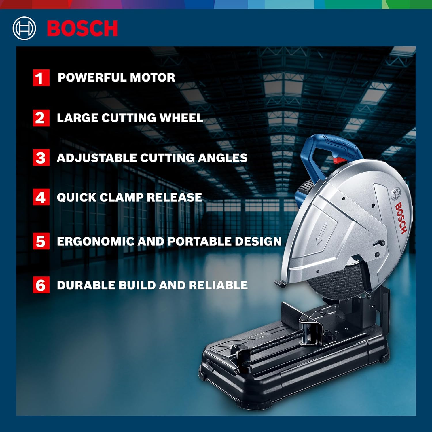 BOSCH GCO 220 Professional Electric Chop Saw Powerful Cut Off Saw Machine C-Handle Rated Power of 2200 W Speed upto 3800 RPM