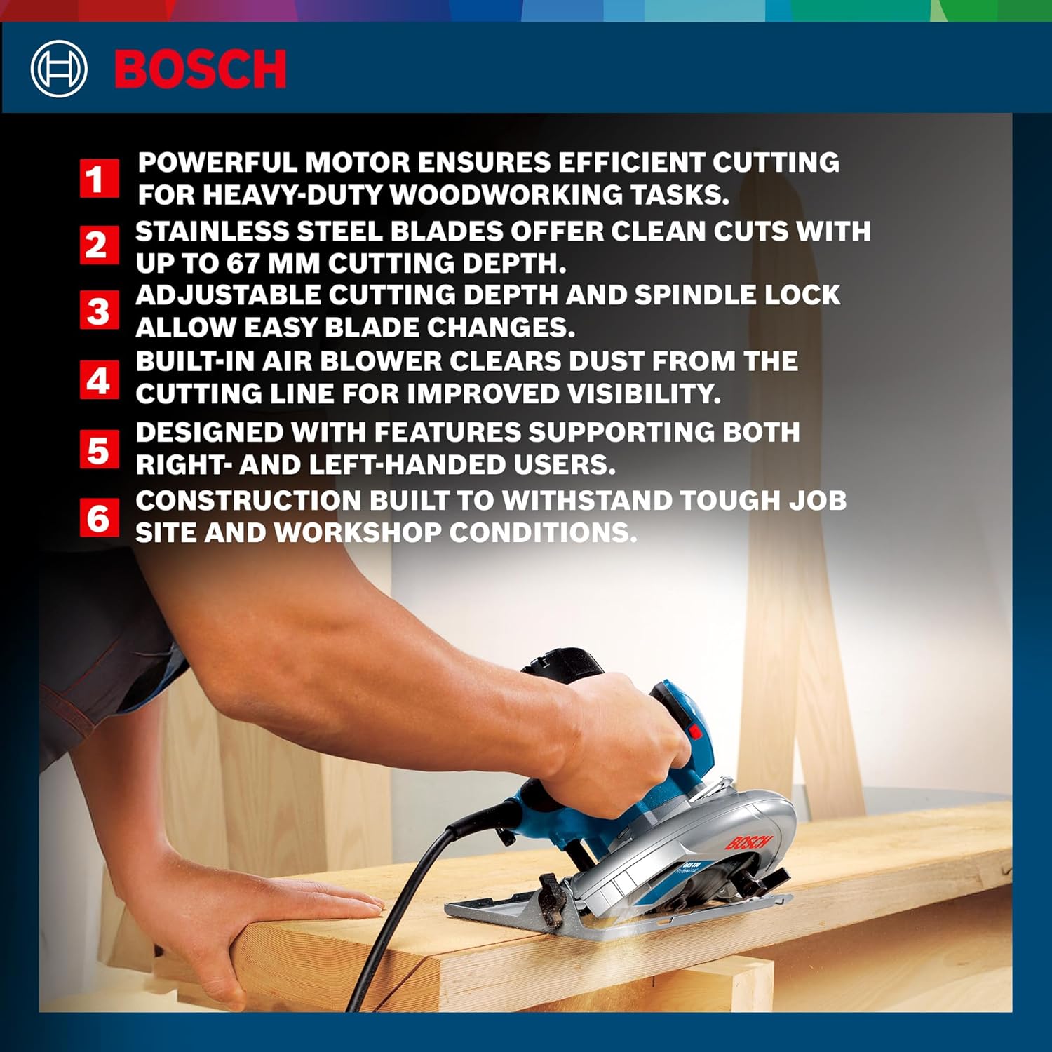 Bosch GKS 190 Professional Corded Circular Saw, 1400W Motor