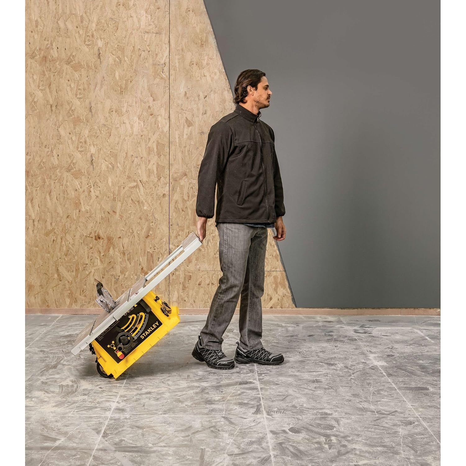 STANLEY SST1801-IN 1800W 254mm Table Saw With Frame, For Heavy-Duty Applications & Cutting Plywood, 150-hours Runtime, Compatible with 10” Cutting Blades, 1 Year Warranty, Yellow and Black