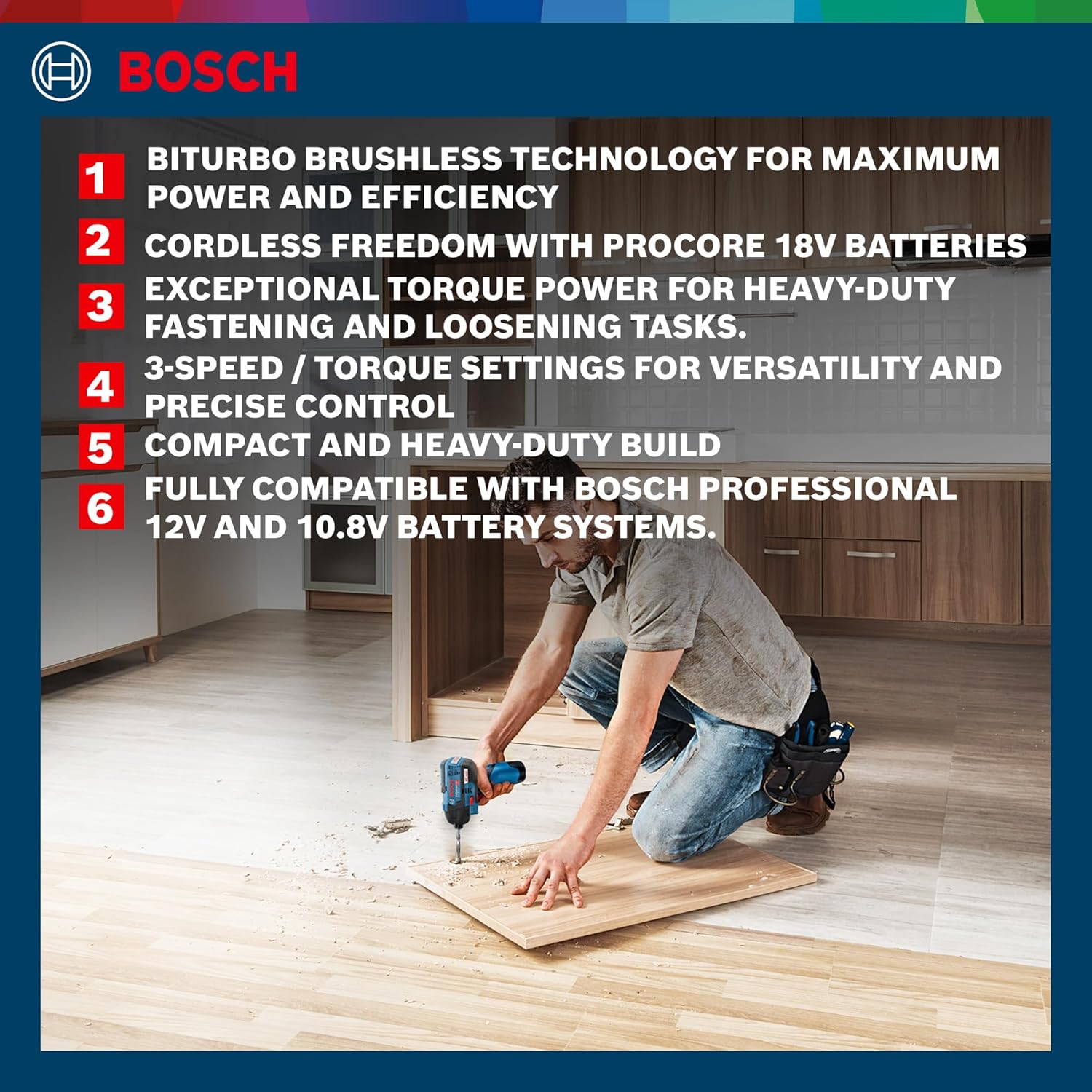 BOSCH Professional GDR12 V-EC Cordless Impact Driver, 0-3100 bpm, Heavy Duty Cordless Impact Driver, Brushless Motor, Speed Selection, 110 Nm