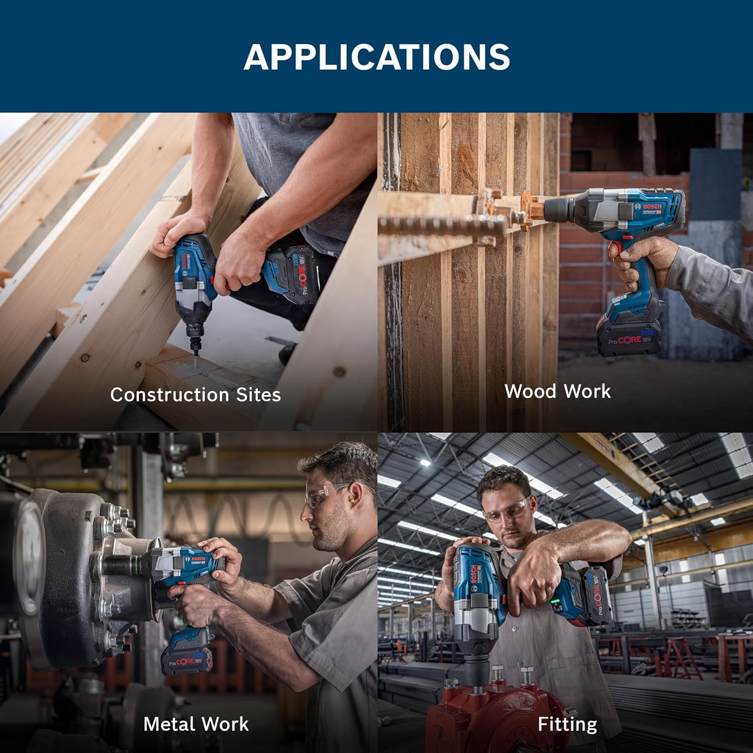 Bosch GDS 18V-1050 H Heavy Duty Cordless Impact Wrench Solo, BITURBO Brushless Motor, 1,050 Nm, M 24, 2.9 kg, Speed Selection, GDS 18V 1050 H Impact Wrench with Cardboard Box