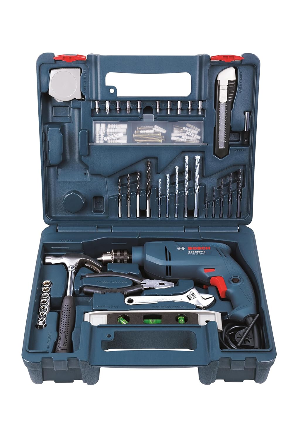 BOSCH Professional GSB 500 RE Corded-Electric Drill Tool Set, 10 mm, 500 Watt, 1 Year Warranty