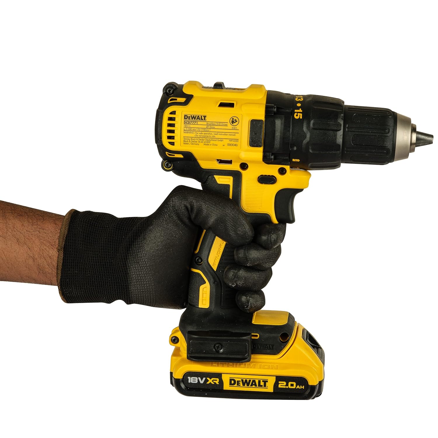 DEWALT DCD7771D2-IN 18V 13mm Cordless Compact Brushless Drill Machine Driver with 2×2.0Ah Li-ion batteries