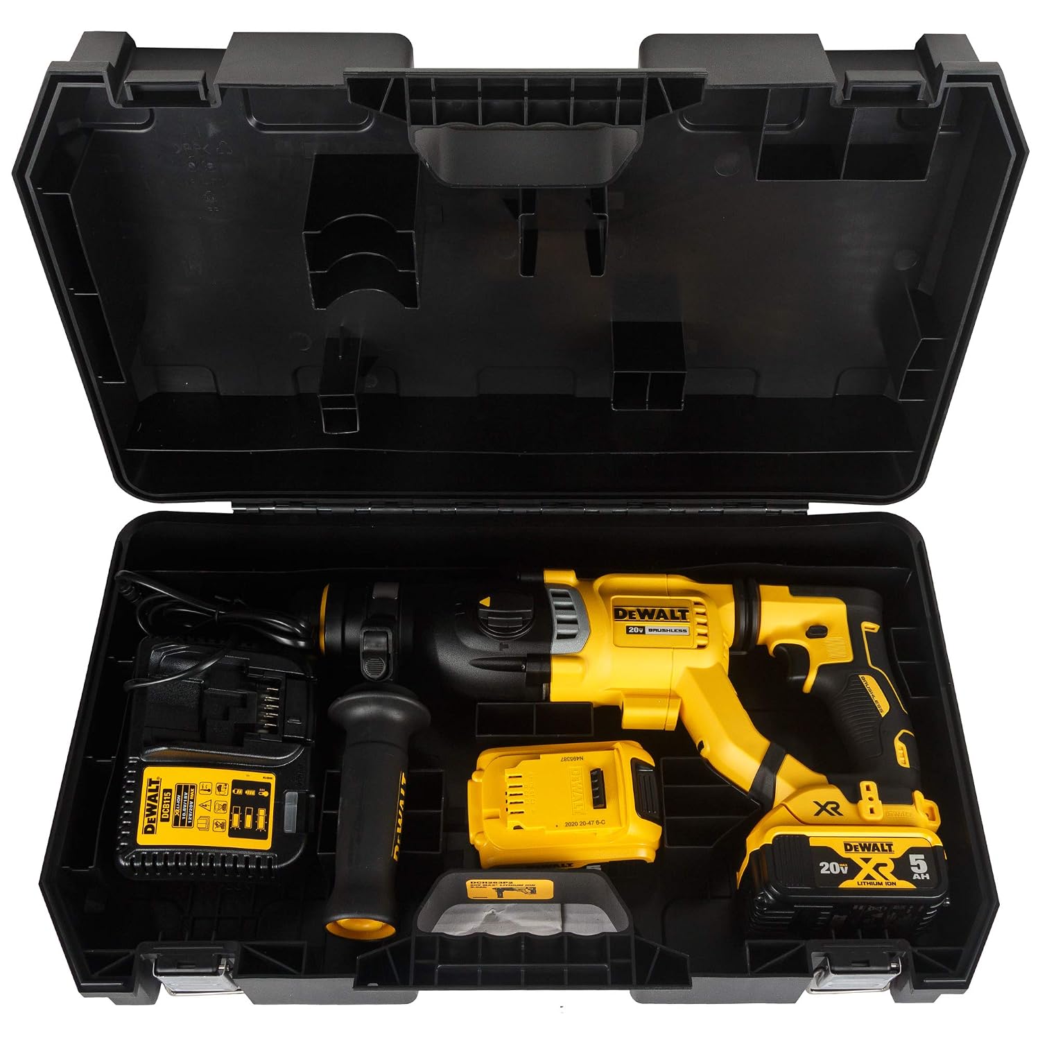 DEWALT DCH263P2-KR 28mm 18V XR Li-ion D-Handle SDS Plus Cordless Rotary Hammer with Brushless Motor w 2×5.0Ah Batteries Included-Perform and Protect Shield