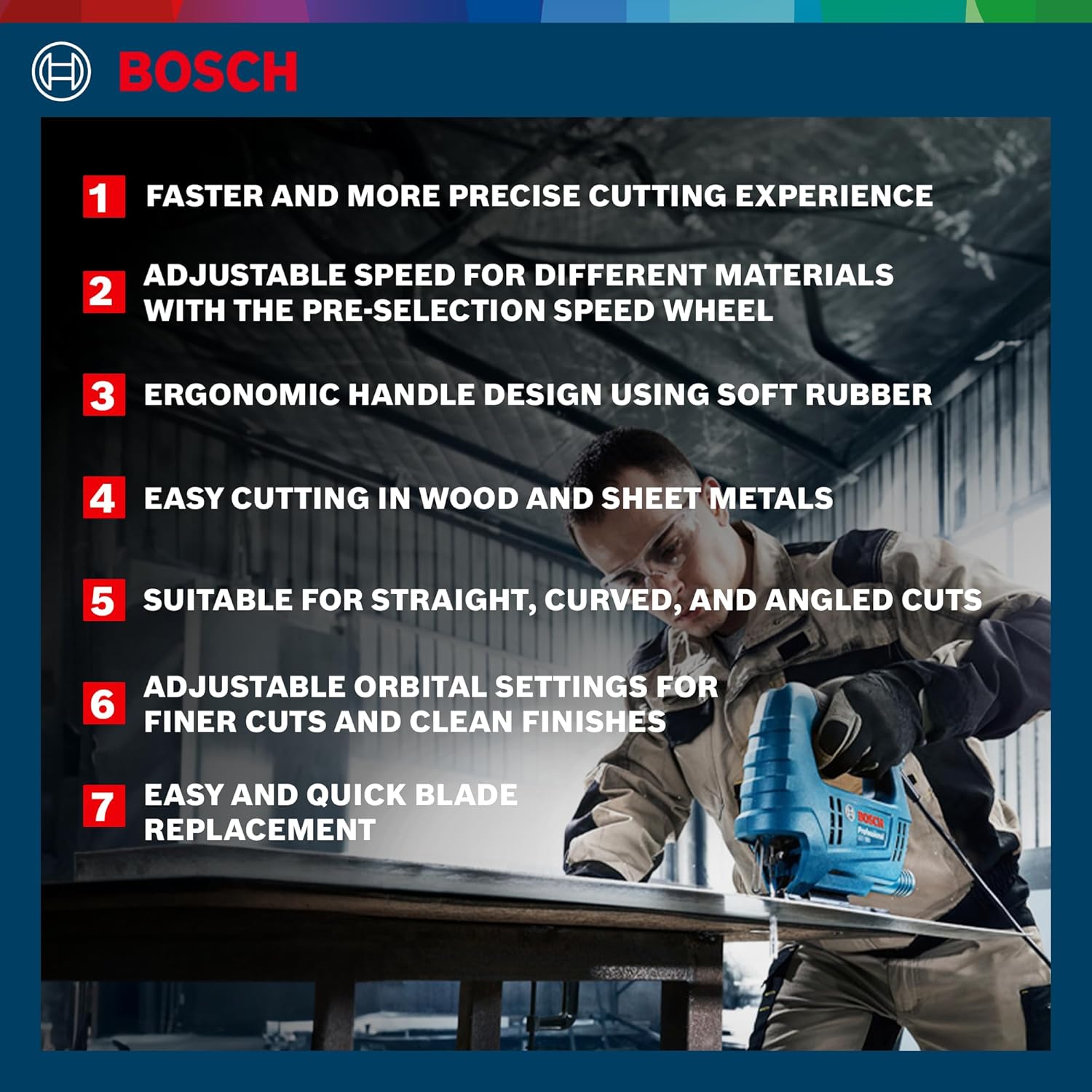 BOSCH GST 680 Corded Electric Jigsaw 500W Motor Stroke rate at No Load- 800-3100 spm Cutting Depth 68mm Lightweight & Portable 1 Wood Blade & 1 Allen Key Included