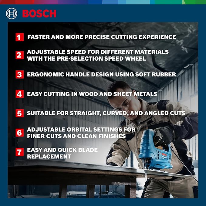 BOSCH GST 680 Corded Electric Jigsaw | 500W Motor | Stroke rate at No Load- 800-3100 spm | Cutting Depth 68mm | Lightweight & Portable