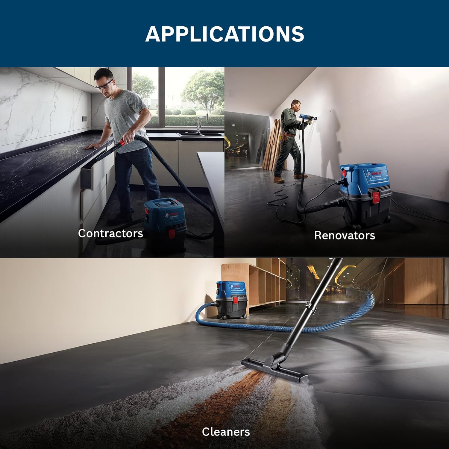 Bosch GAS 15 PS Heavy Duty Corded Electric Wet & Dry Vacuum Cleaner, 1,100W, 270 mbar, 10 Litre Tank , 6 kg + Nozzle & Accessories, 1 Year Warranty
