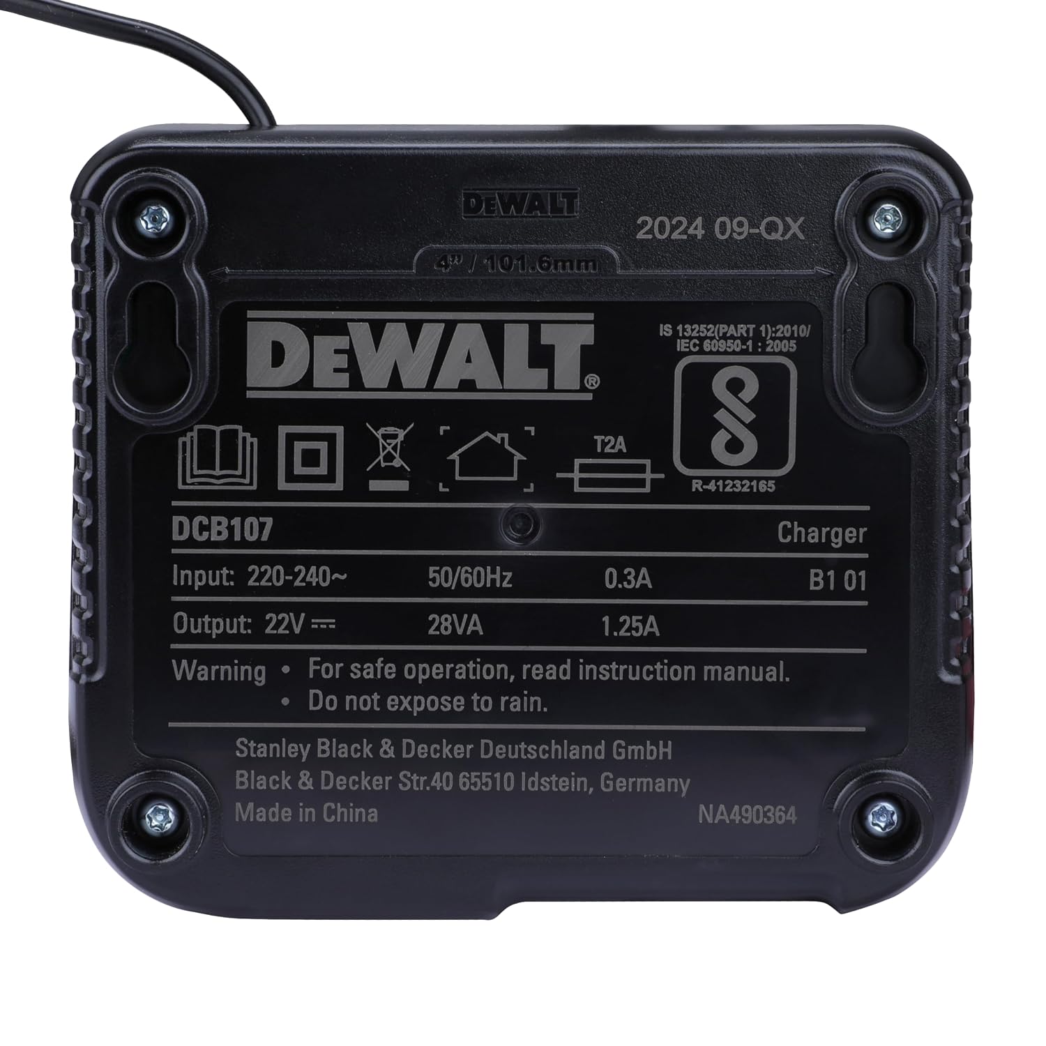 DEWALT DCB107-B1 Multi Voltage XR Compact Charger for Charging DEWALT Li-ion Batteries