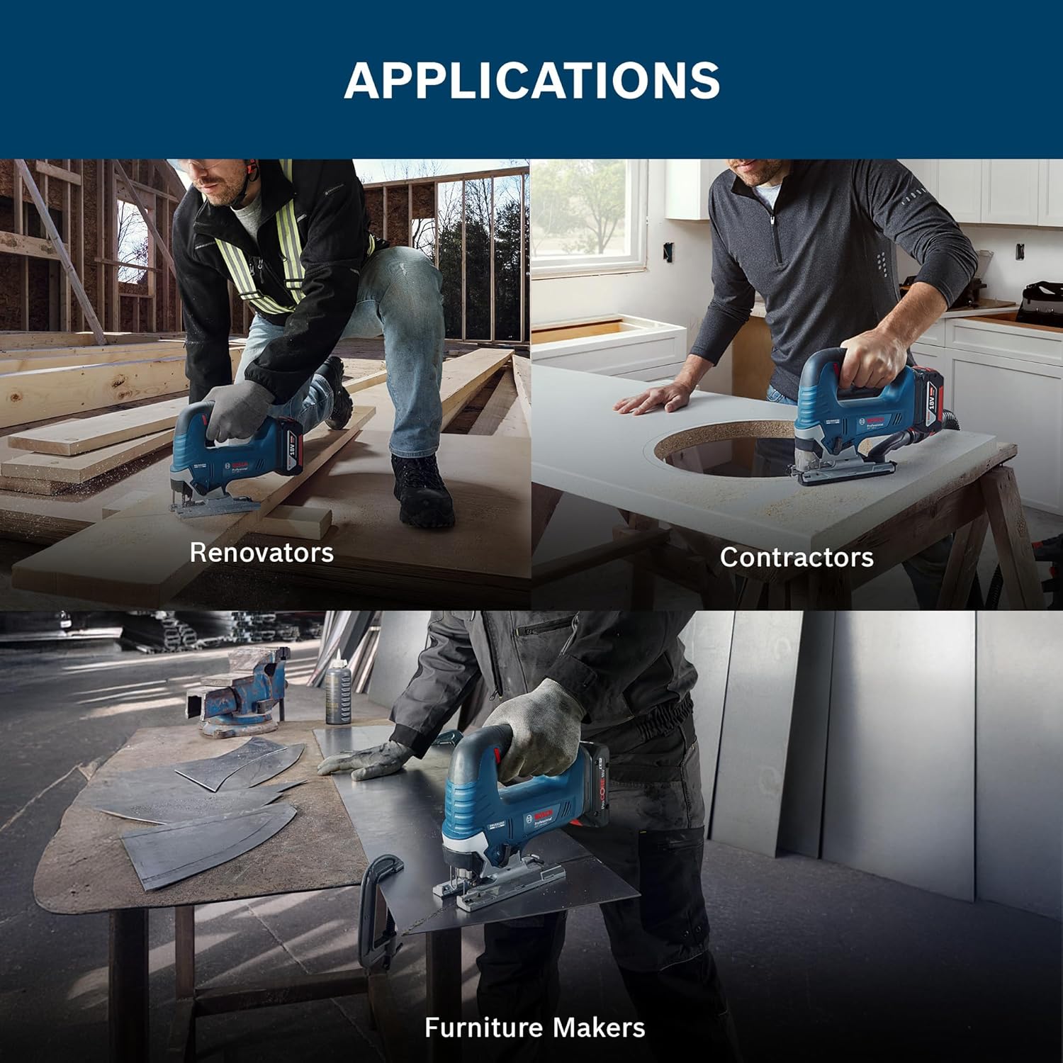 Bosch GST 185-Li Professional Cordless Jigsaw, 18V, 125 mm Cutting Depth, Dust Extraction, 2 kg + Carrying case, 1 x jigsaw blade (Solo Tool – 18V Batteries & Charger sold seperately)
