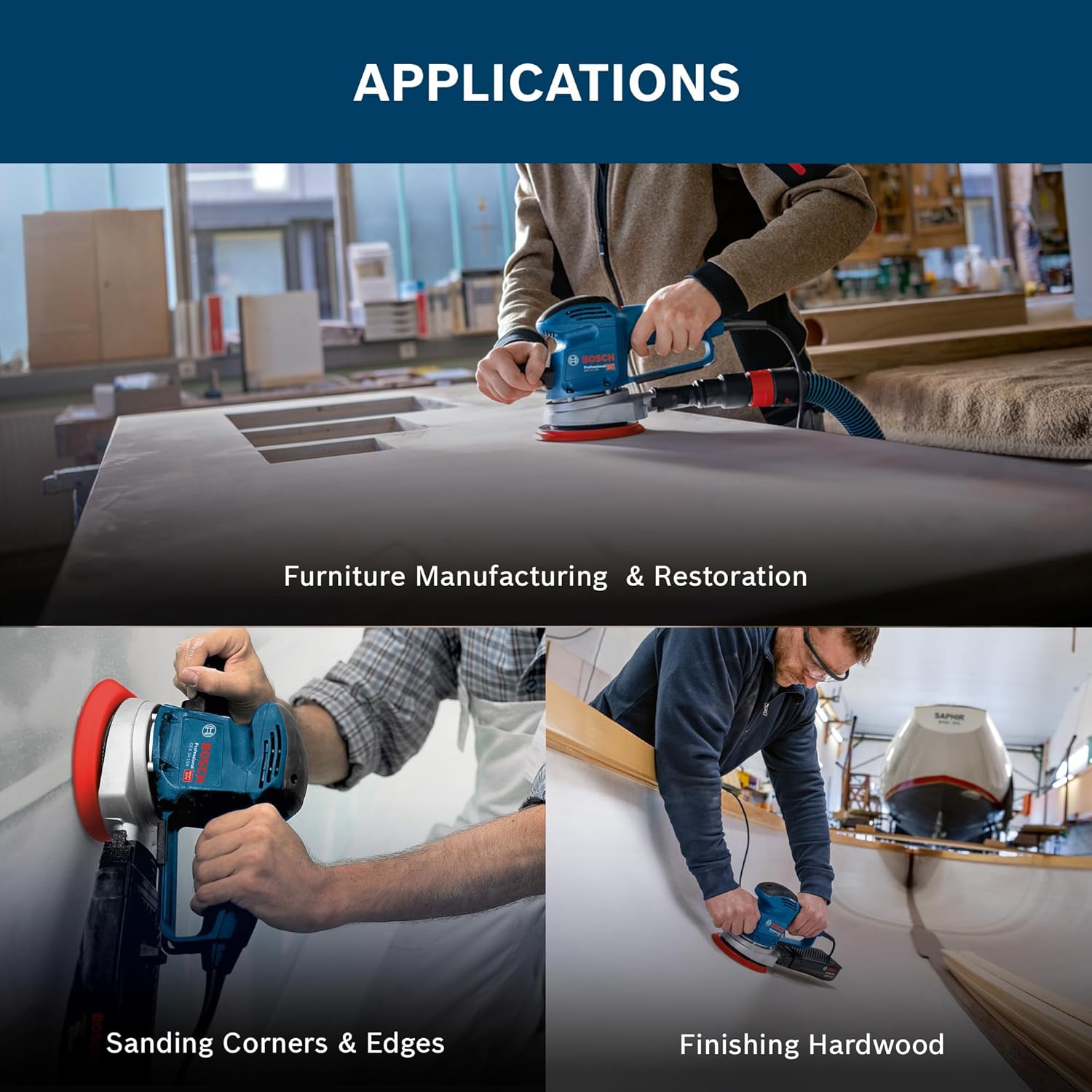BOSCH GEX 34-150 Professional Random Orbit Sander 340 W High Removal Rate 150 mm Sanding Disc, Multi-hole packing pad, Speed Selection with No-load Speed 4,500–12,000 RPM, 1 Yr Warranty