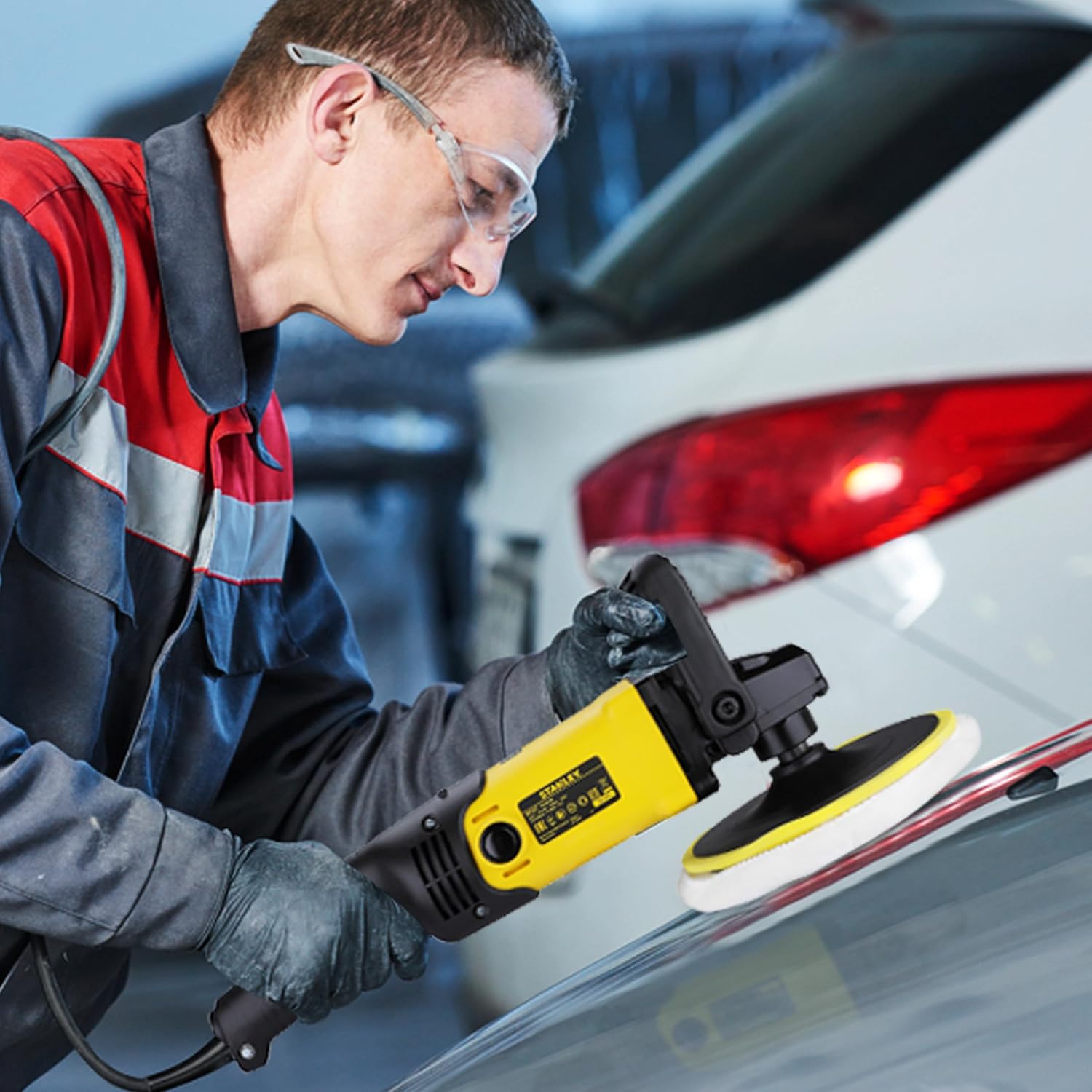 STANLEY SP137 1300W 180mm Polisher with High Rotation Speed, Ideal for Delicate Polishing, Buffing, Waxing & Glazing Applications